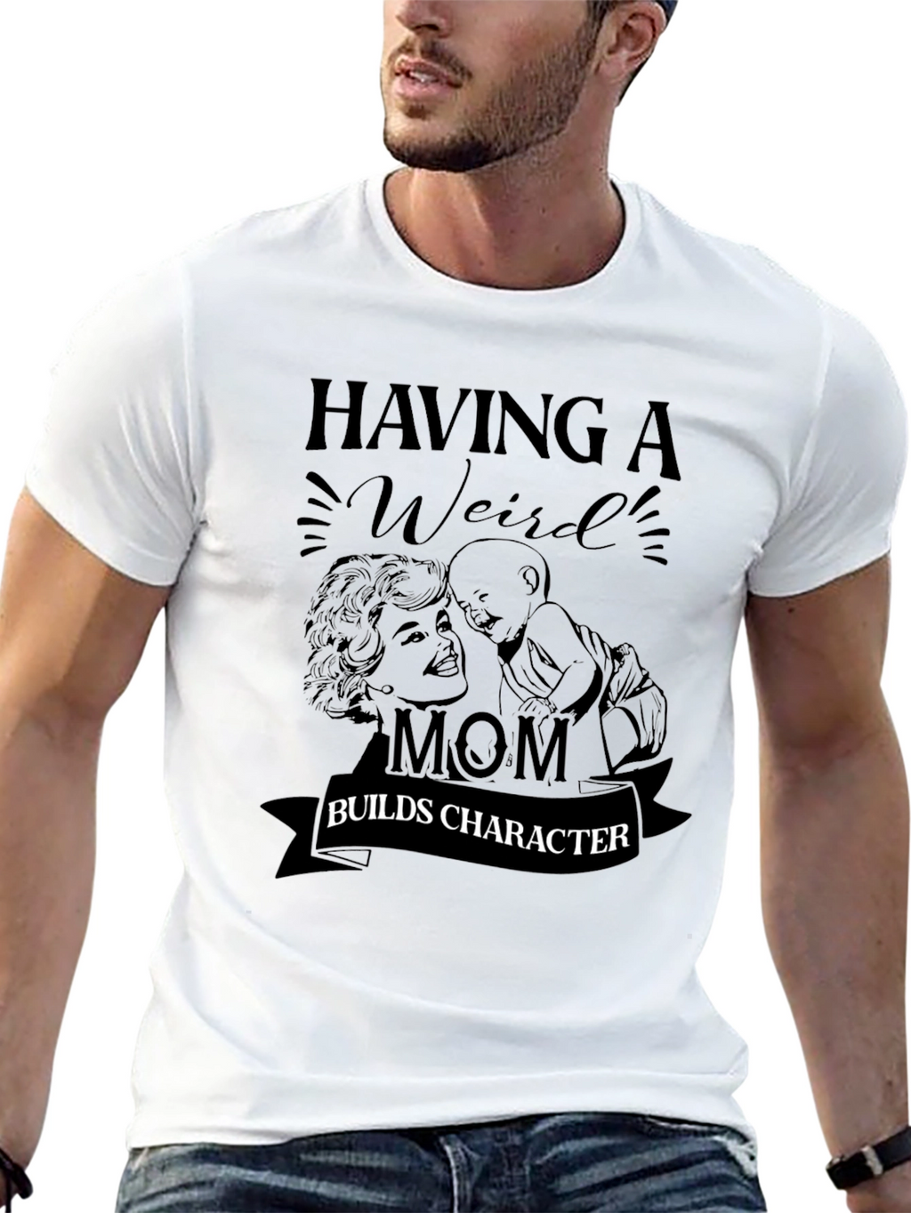 Weird Mom Builds Character Black T-Shirt