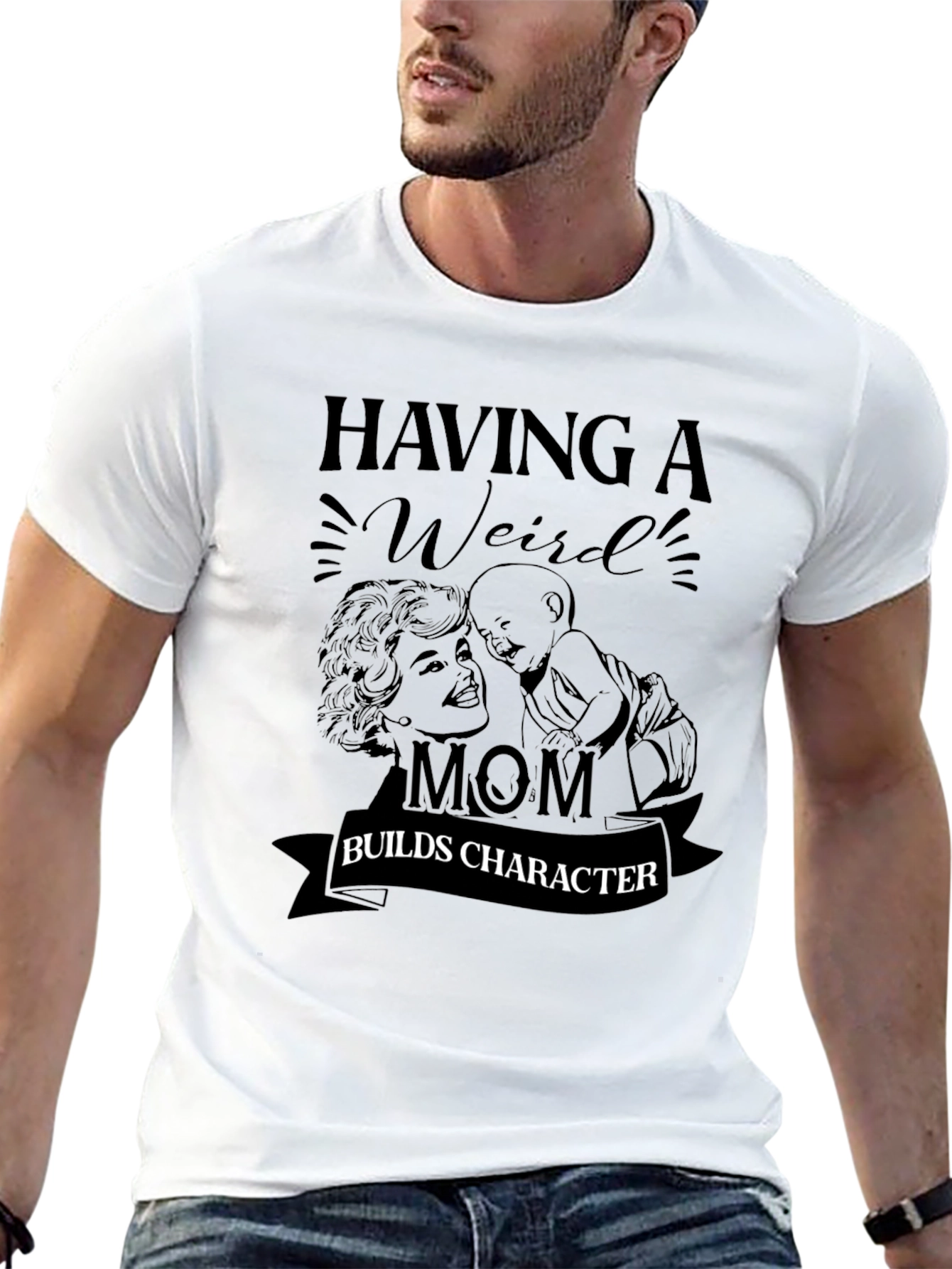 Weird Mom Builds Character Black T-Shirt