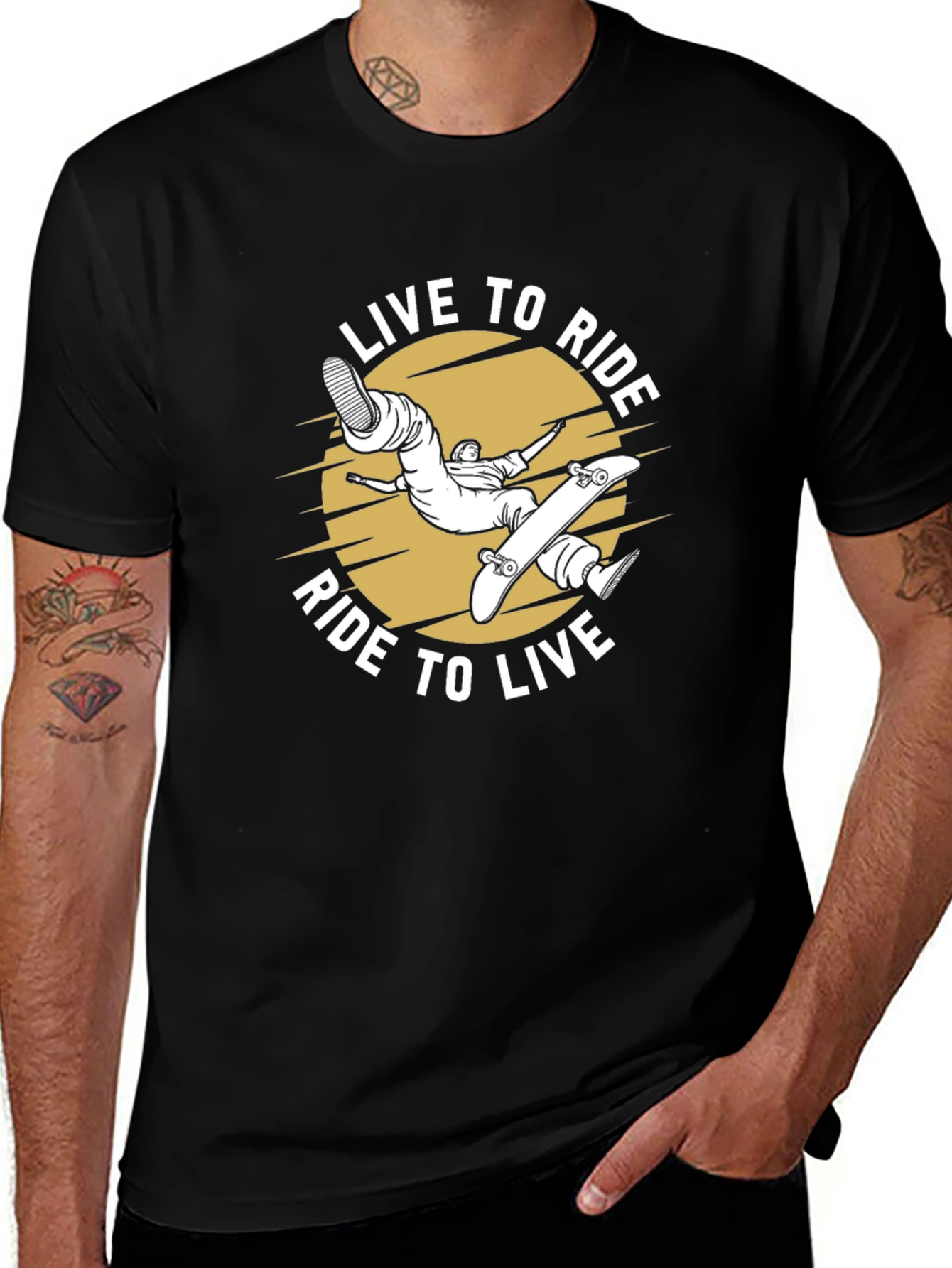 Skater T-Shirt - Live to Ride Ride to Live Design