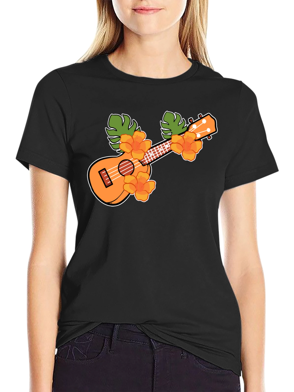 Ukulele Floral T-Shirt - Tropical Music Tee