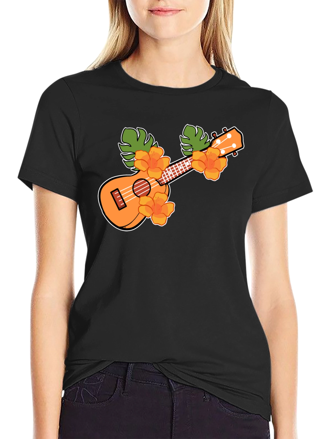 Ukulele Floral T-Shirt - Tropical Music Tee