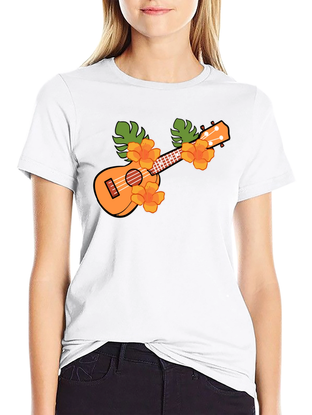 Ukulele Floral T-Shirt - Tropical Music Tee