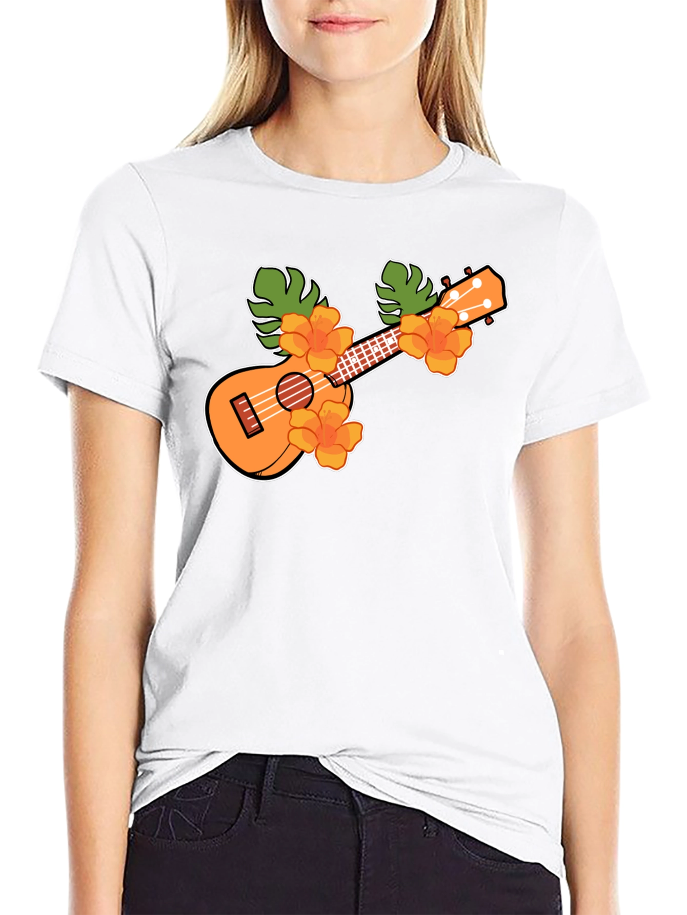 Ukulele Floral T-Shirt - Tropical Music Tee