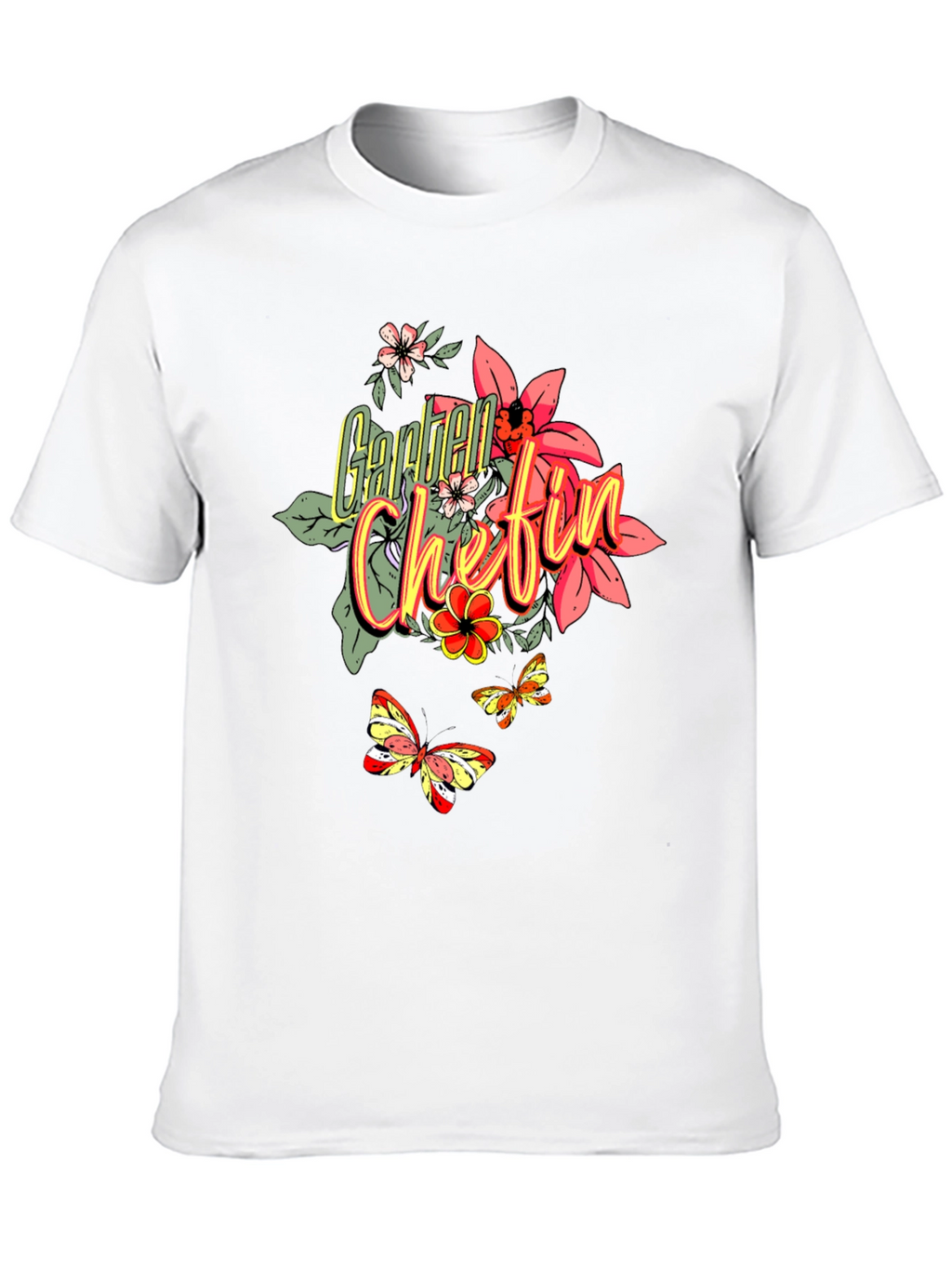 Floral Garden Chefin T-Shirt - Black