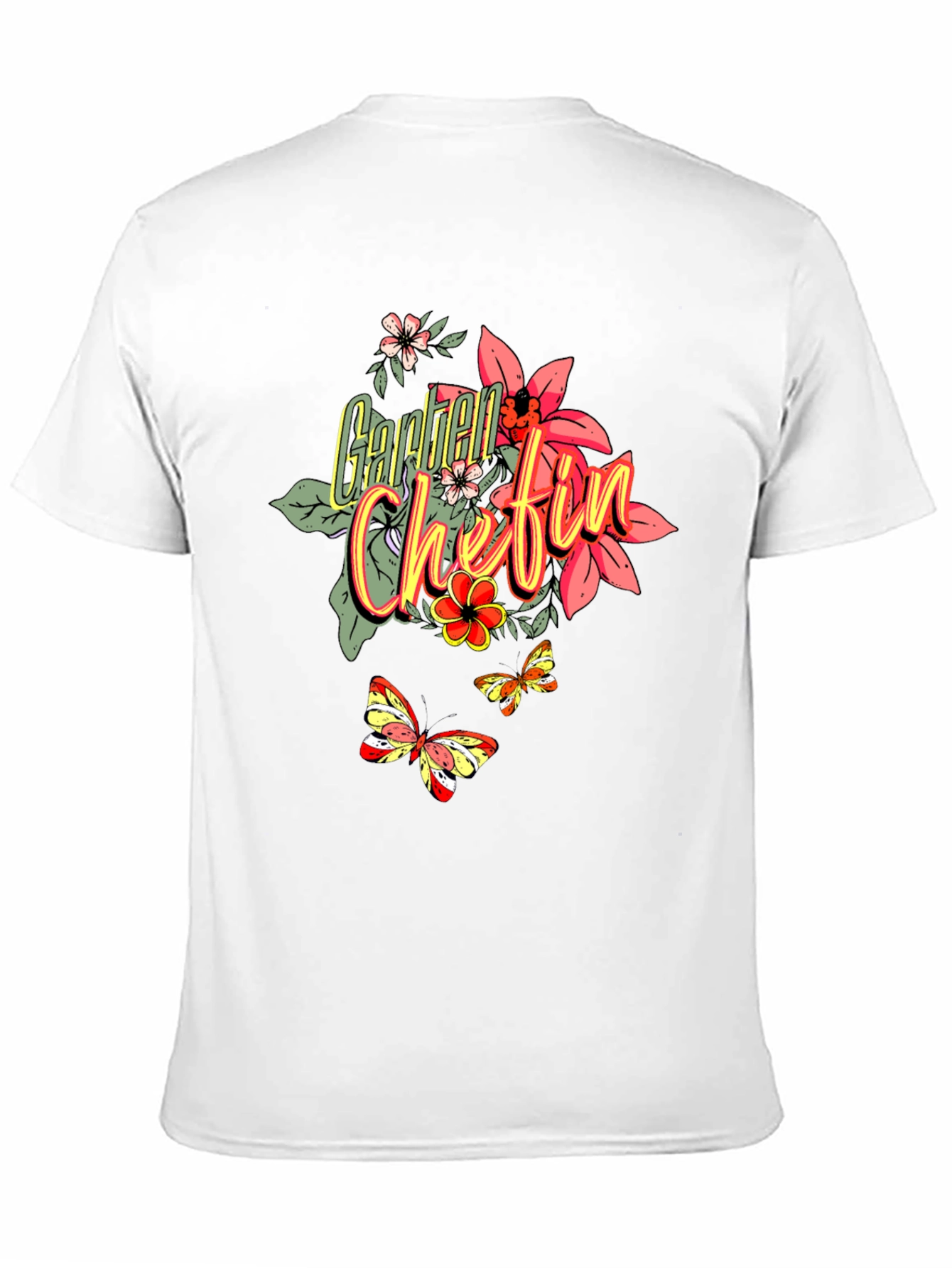Floral Garden Chefin T-Shirt - Black