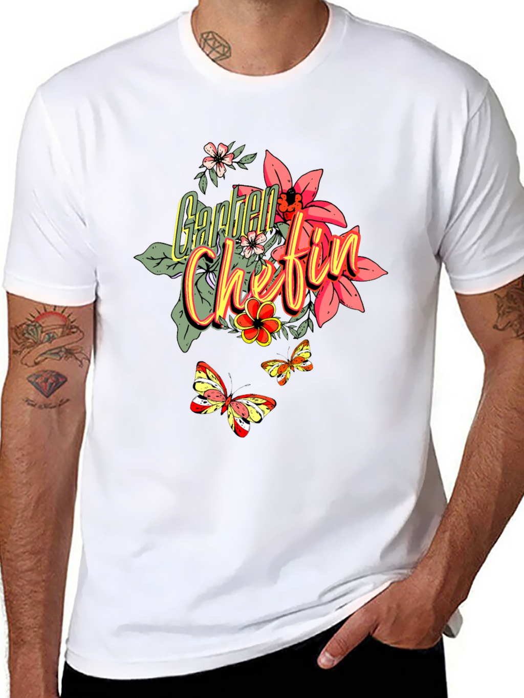 Floral Garden Chefin T-Shirt - Black