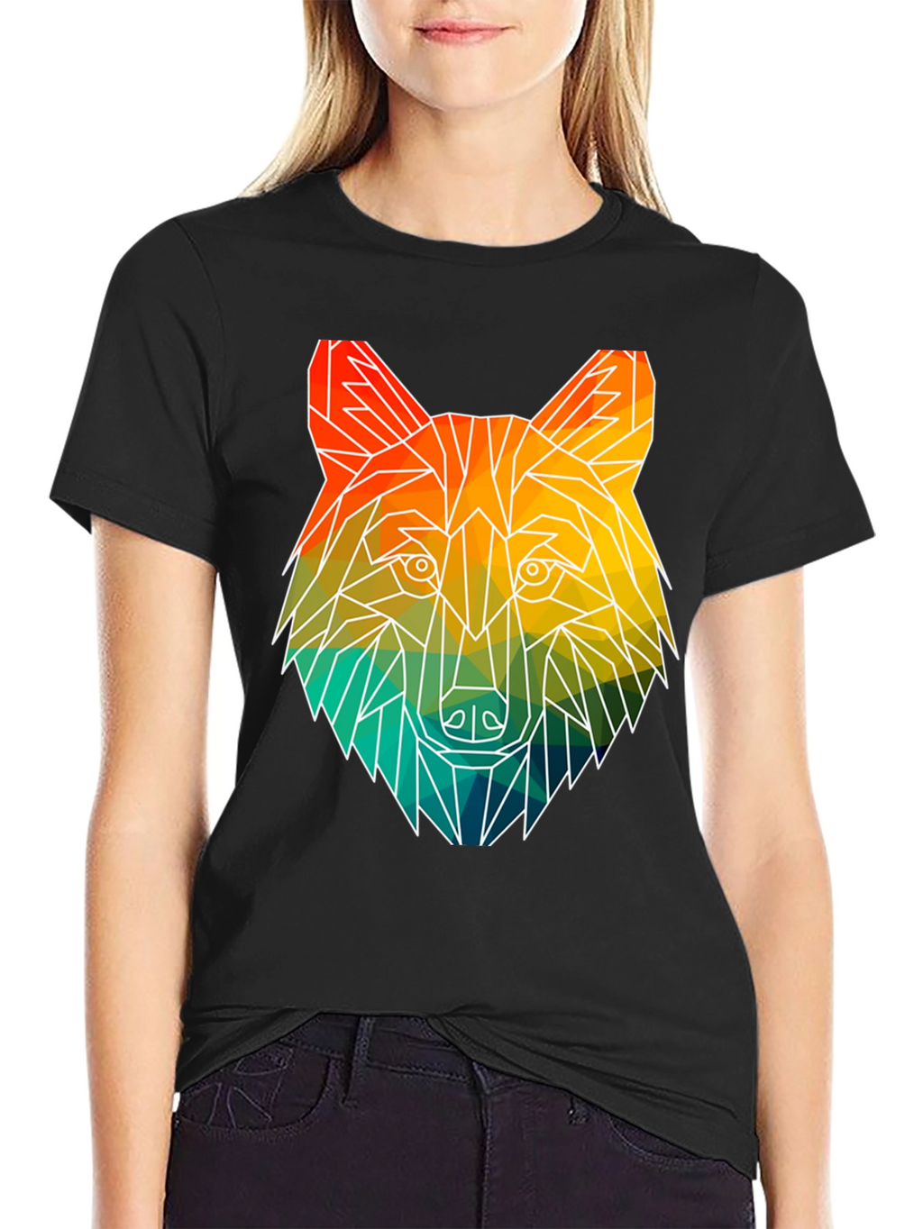 Geometric Wolf Graphic T-Shirt