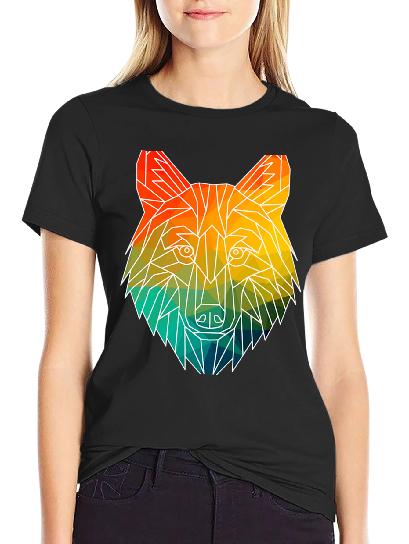 Geometric Wolf Graphic T-Shirt