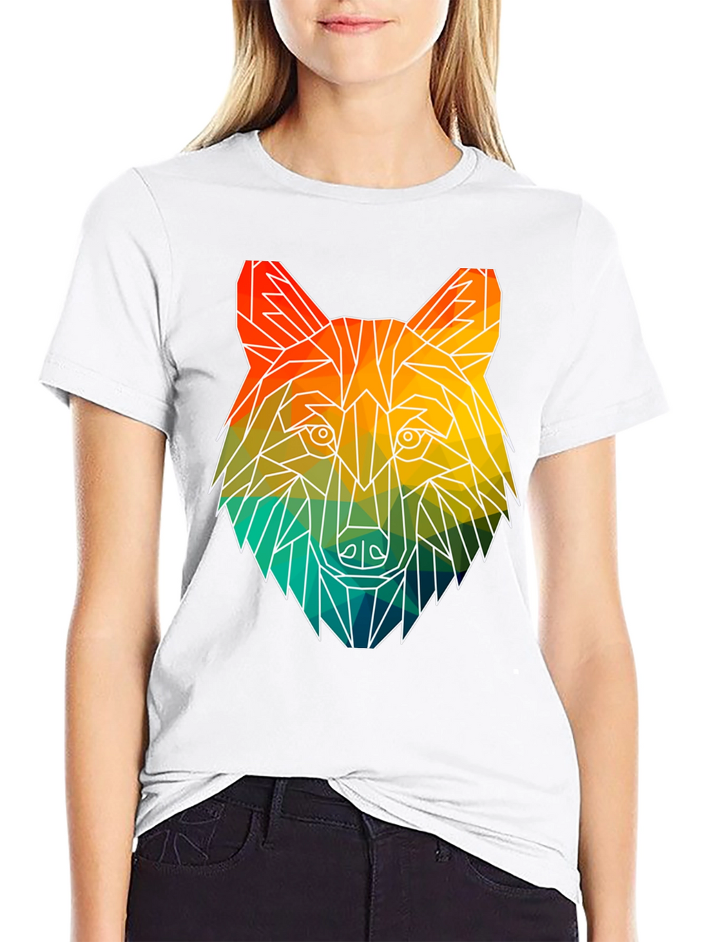Geometric Wolf Graphic T-Shirt