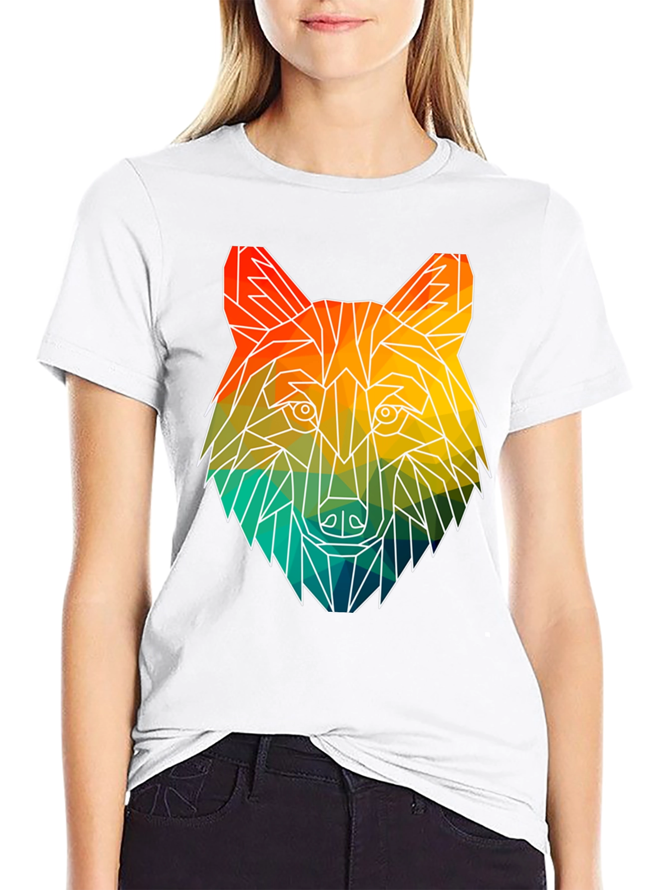 Geometric Wolf Graphic T-Shirt