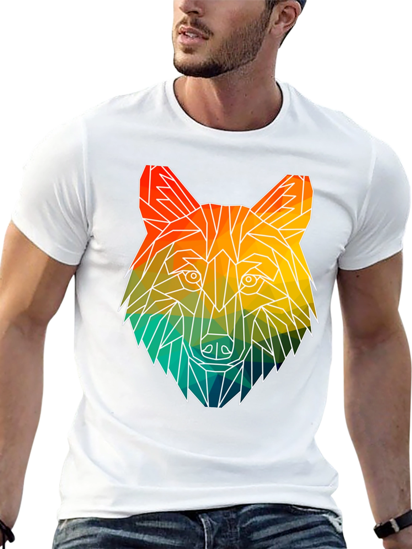 Geometric Wolf Graphic T-Shirt