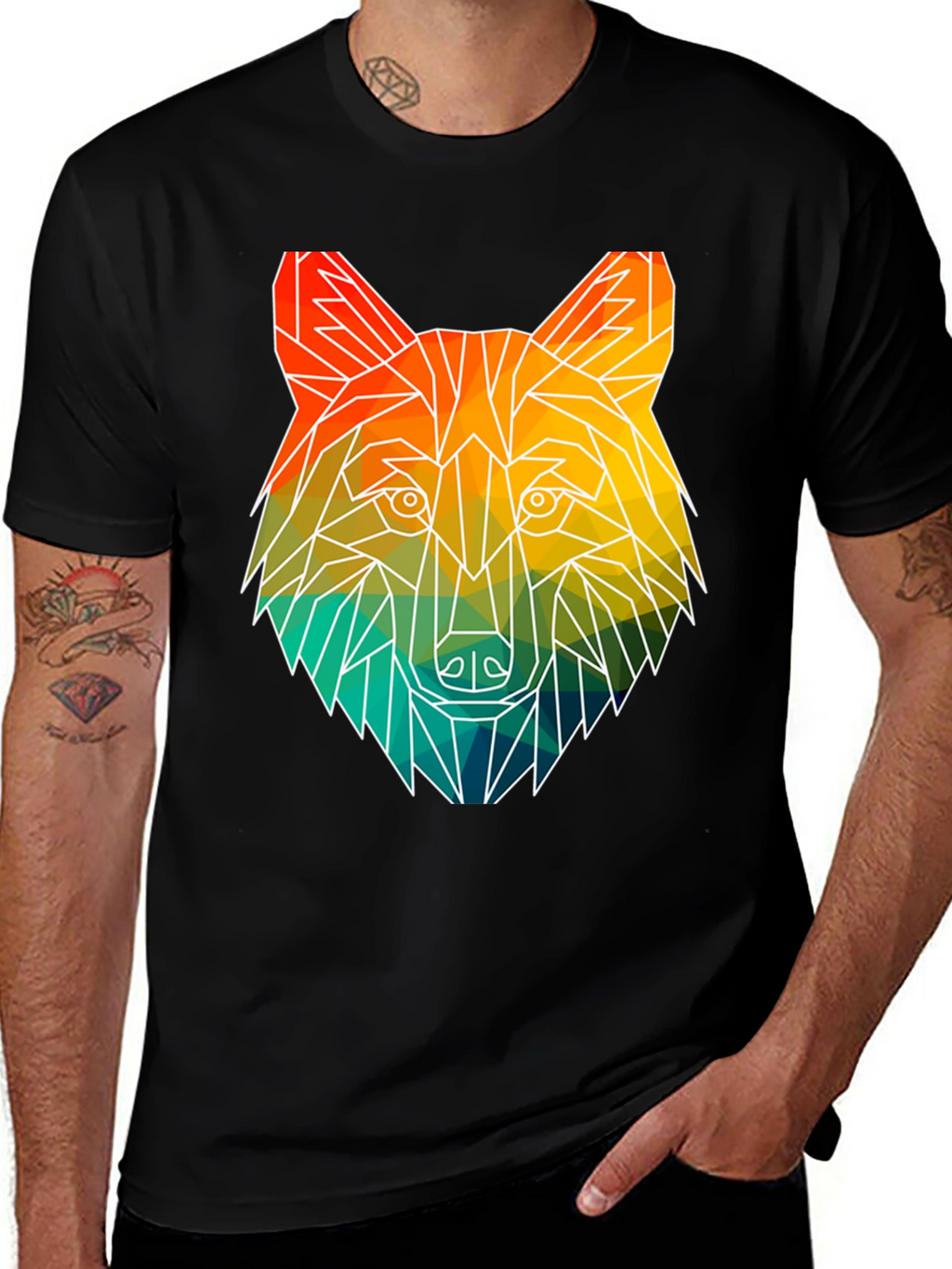 Geometric Wolf Graphic T-Shirt