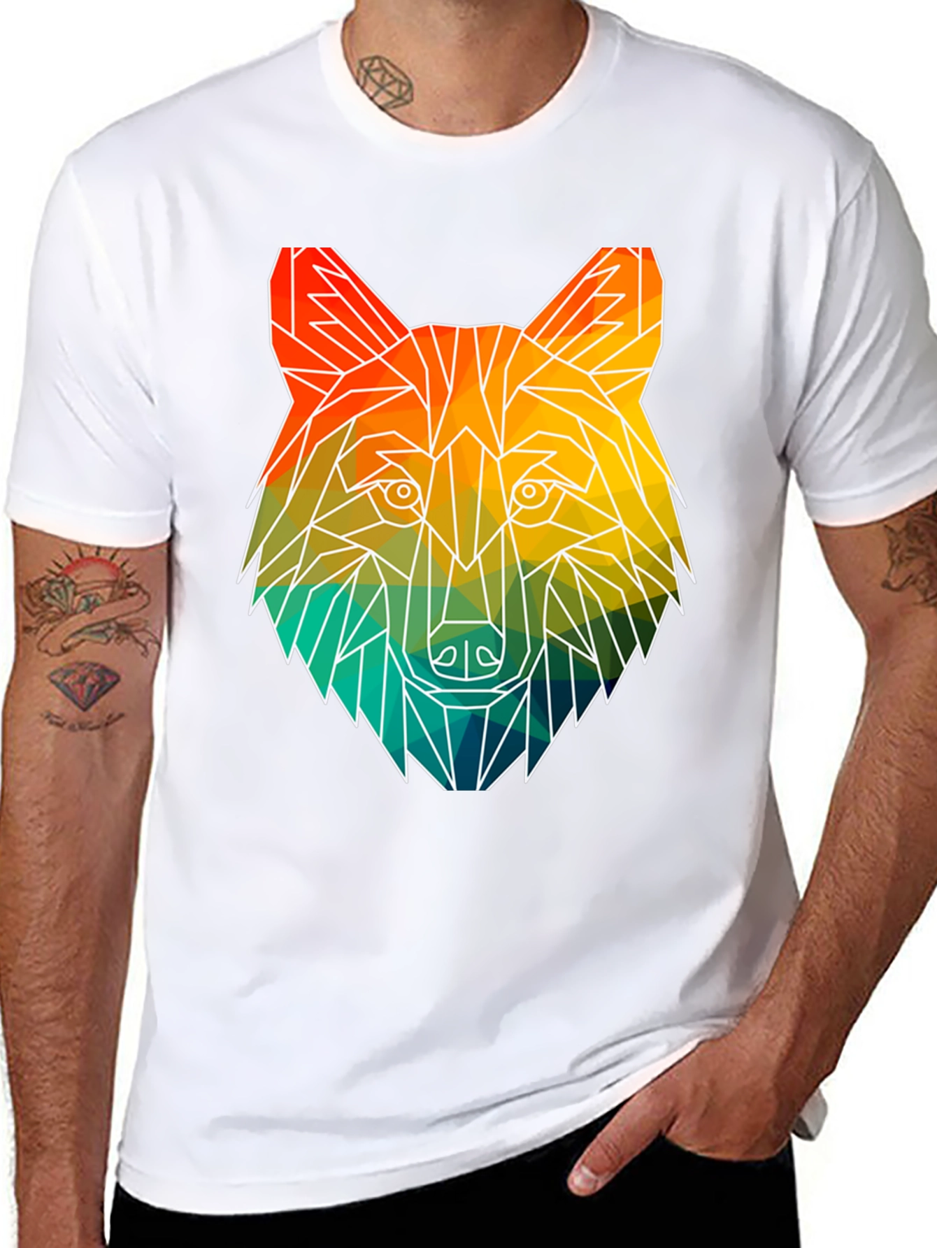 Geometric Wolf Graphic T-Shirt