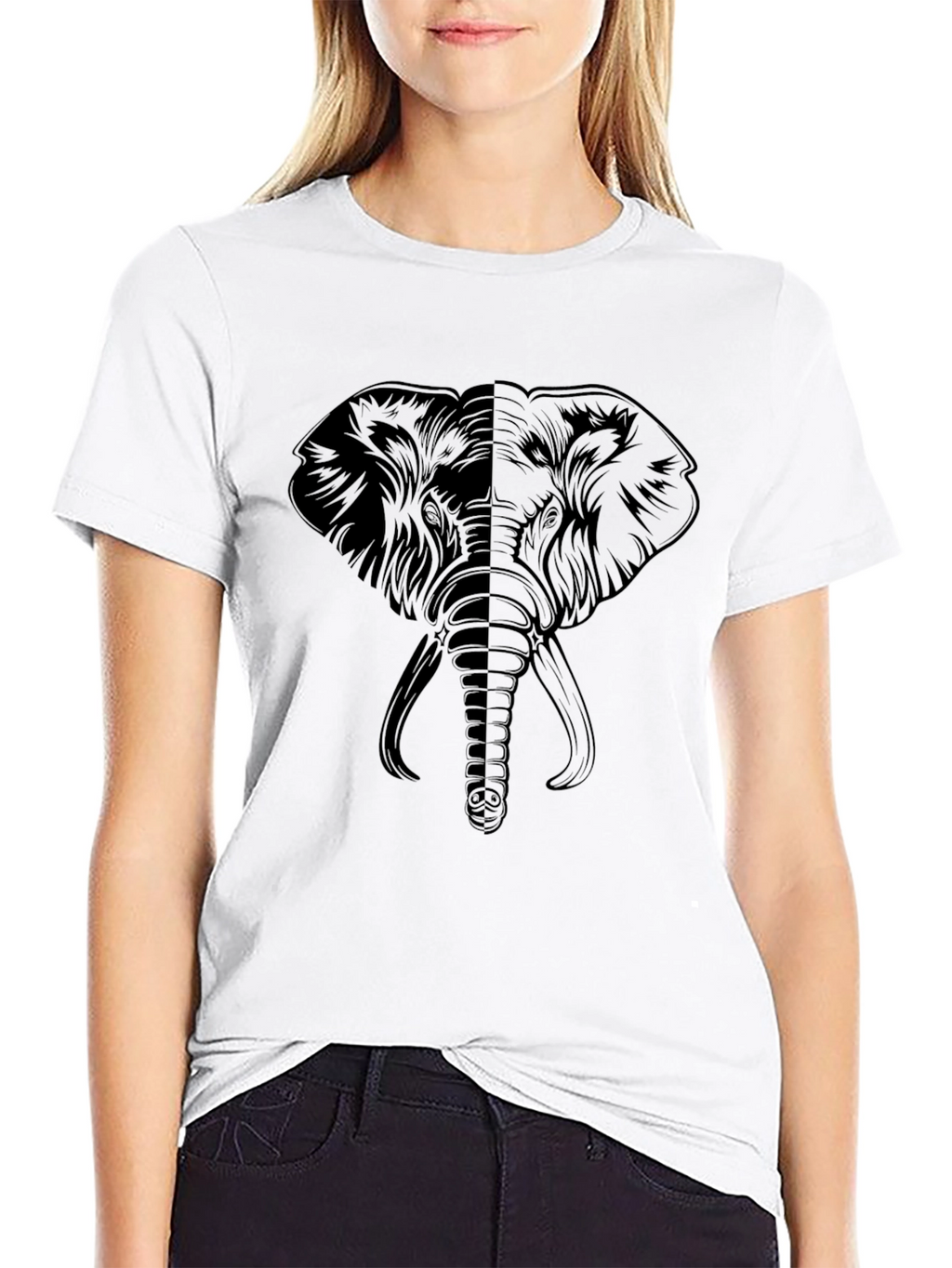 Elephant Graphic Print T-Shirt - Casual Style