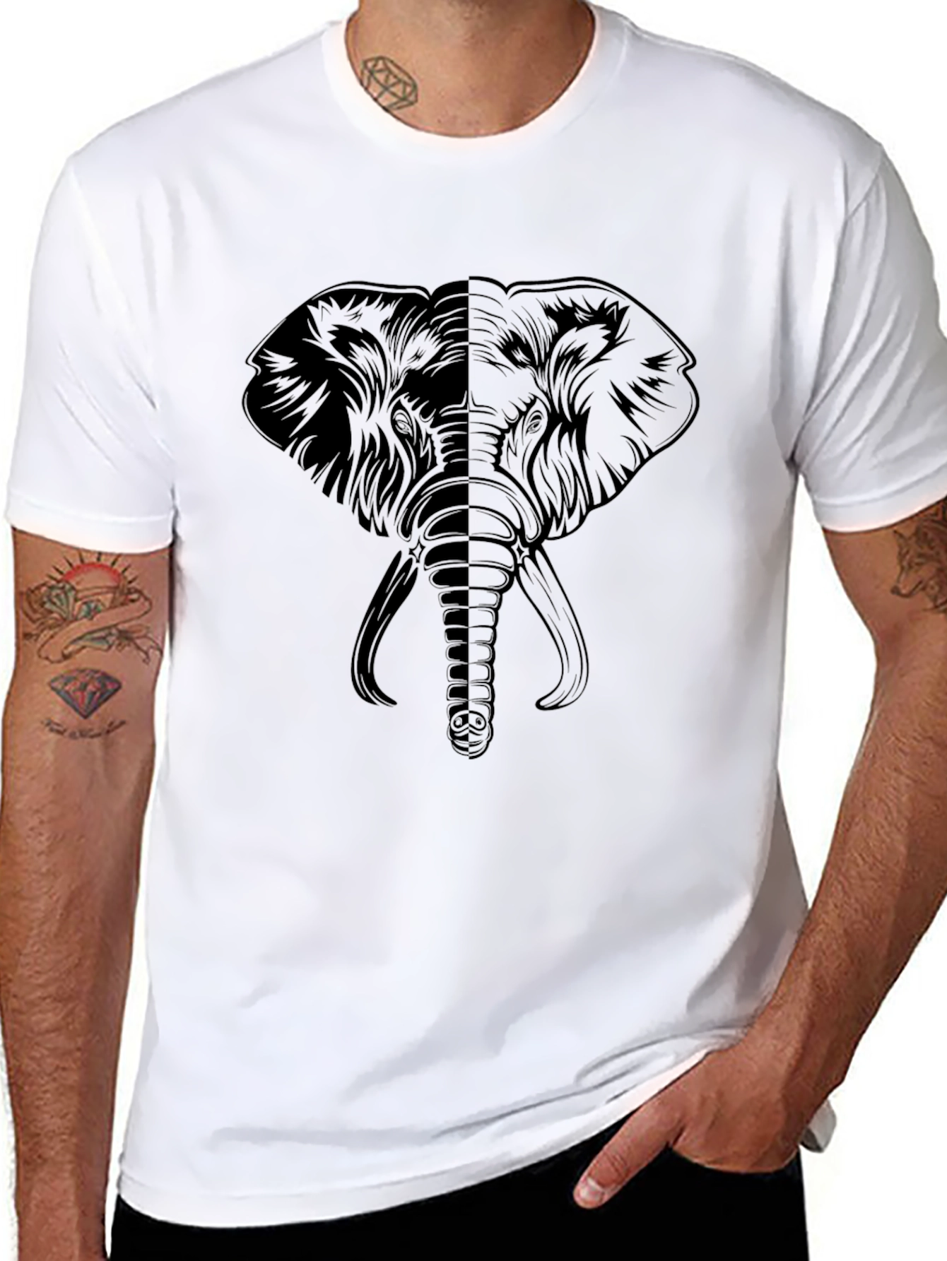 Elephant Graphic Print T-Shirt - Casual Style