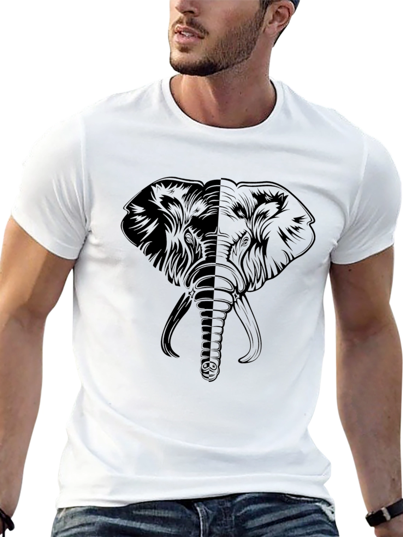 Elephant Graphic Print T-Shirt - Casual Style