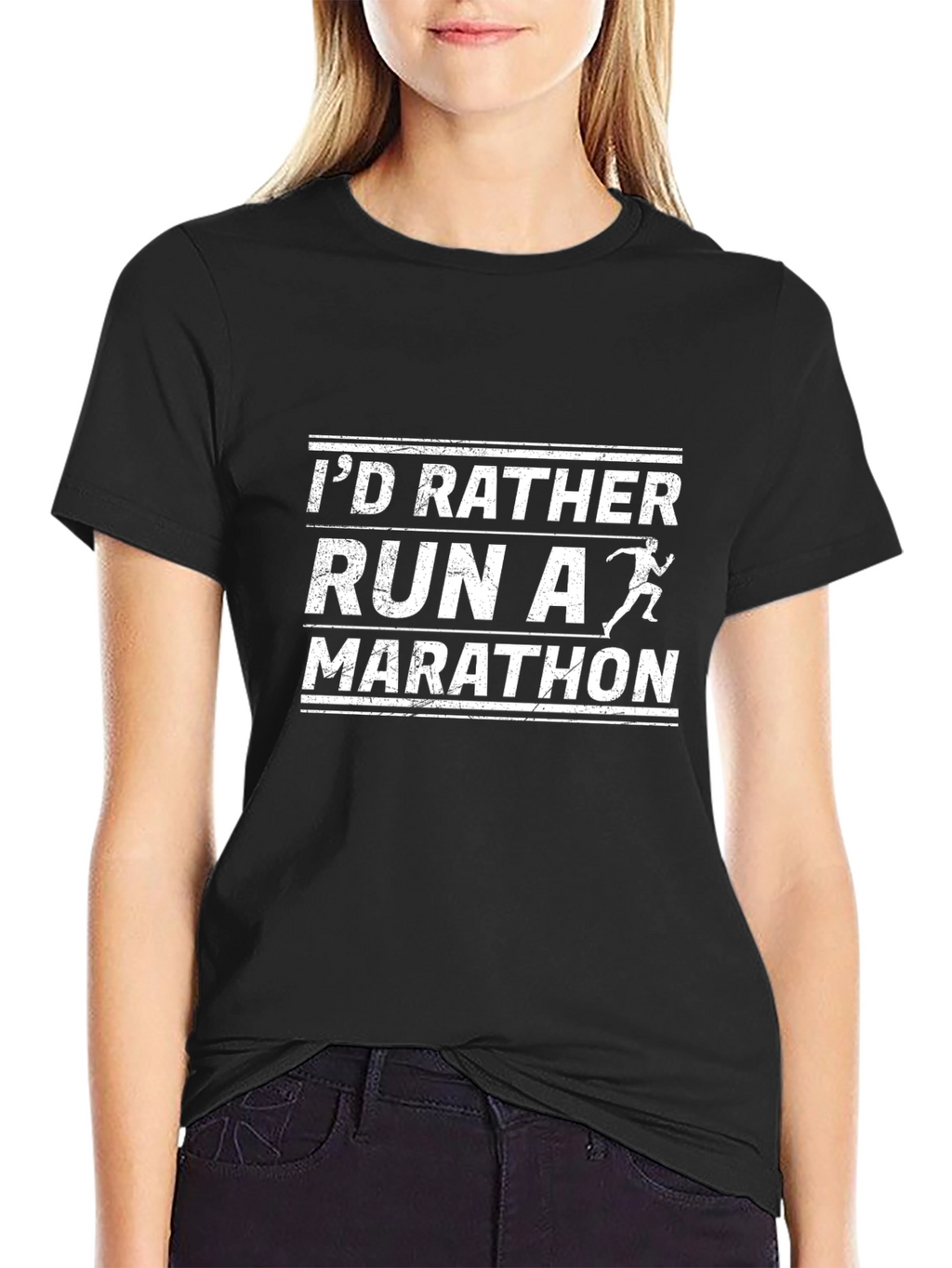 Funny Marathon Runner Graphic Tee - Black