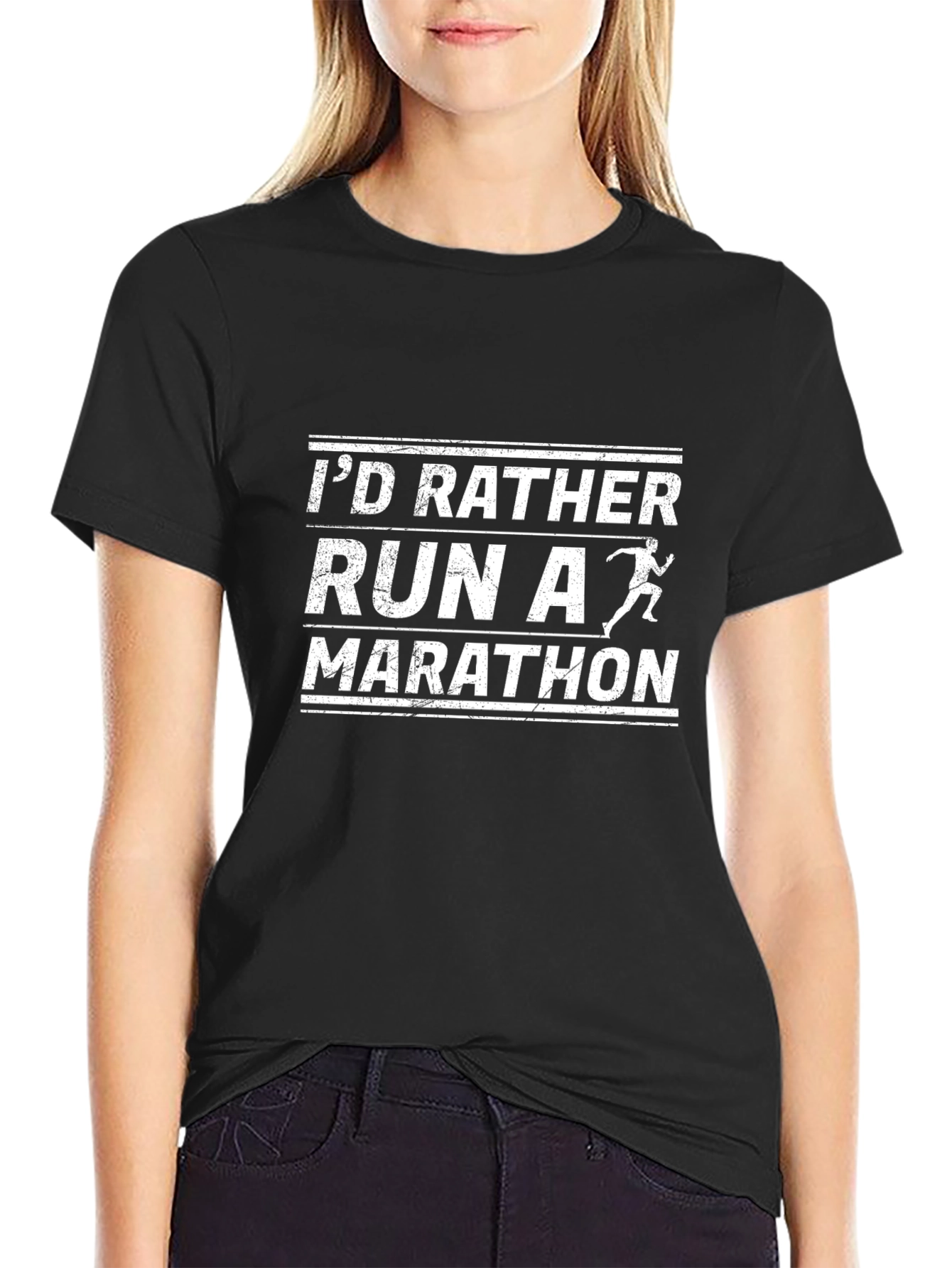 Funny Marathon Runner Graphic Tee - Black