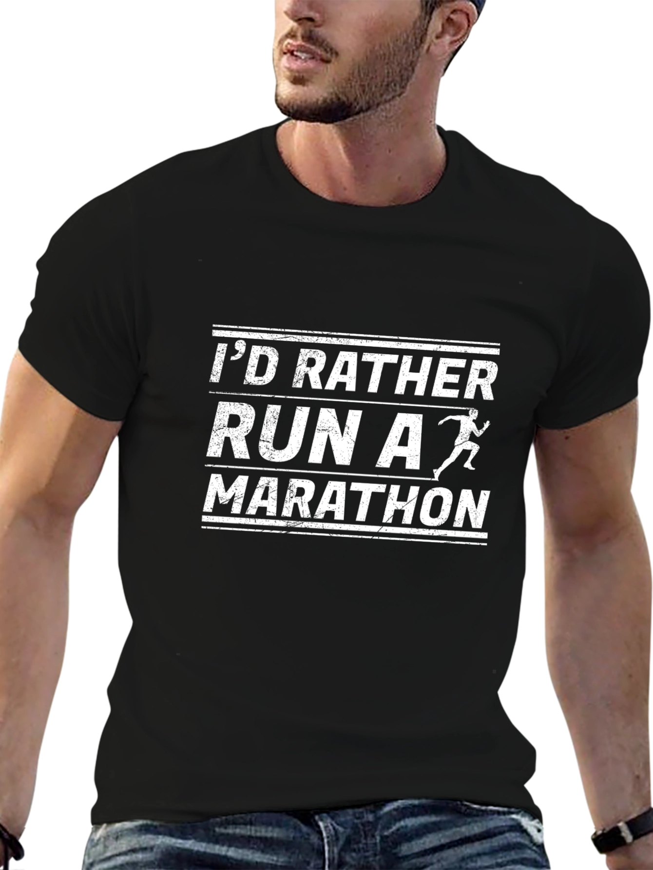 Funny Marathon Runner Graphic Tee - Black