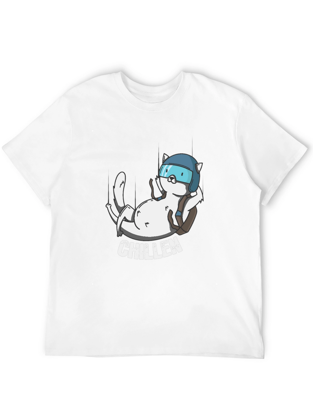 Chillen Cat Skydiver Black T-Shirt