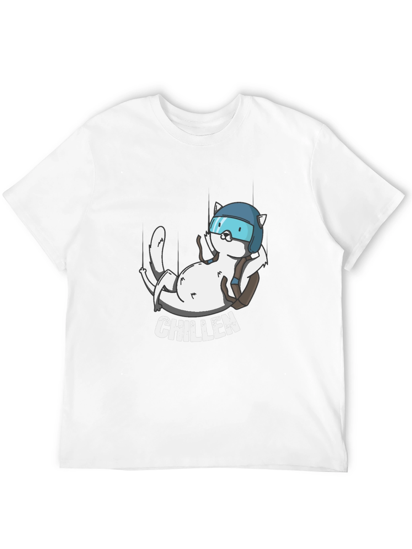Chillen Cat Skydiver Black T-Shirt