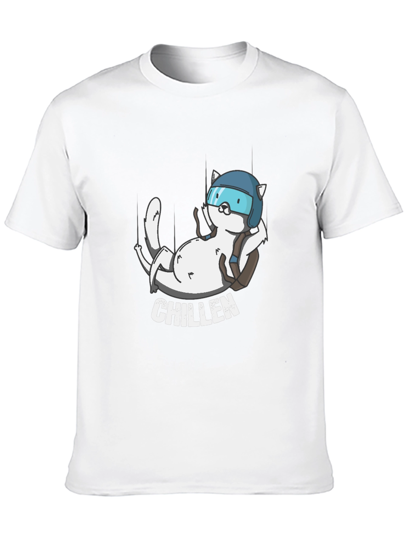 Chillen Cat Skydiver Black T-Shirt
