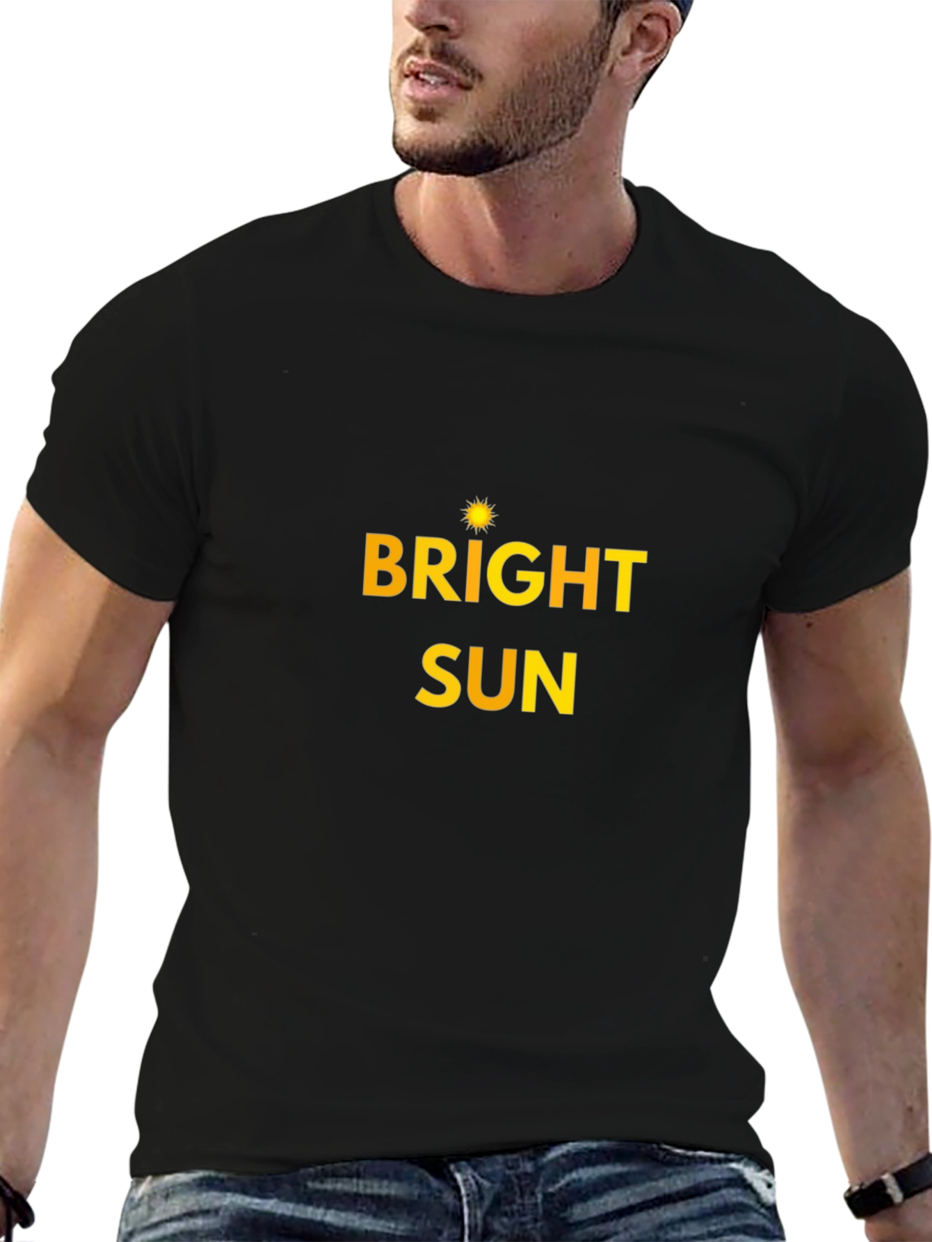 Bright Sun Graphic Tee - Black Cotton T-Shirt