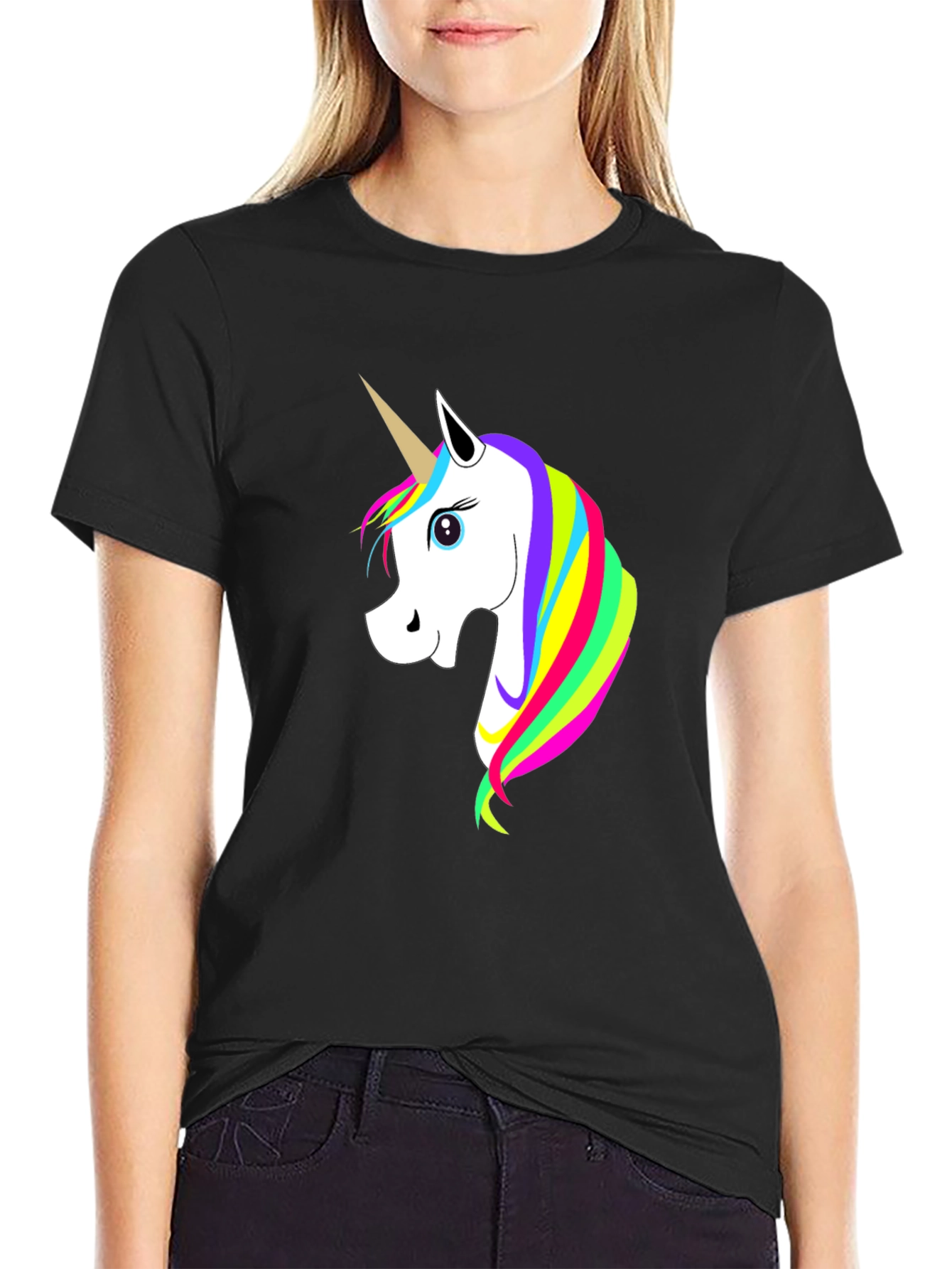 Unicorn Graphic Tee - Black Cotton Shirt