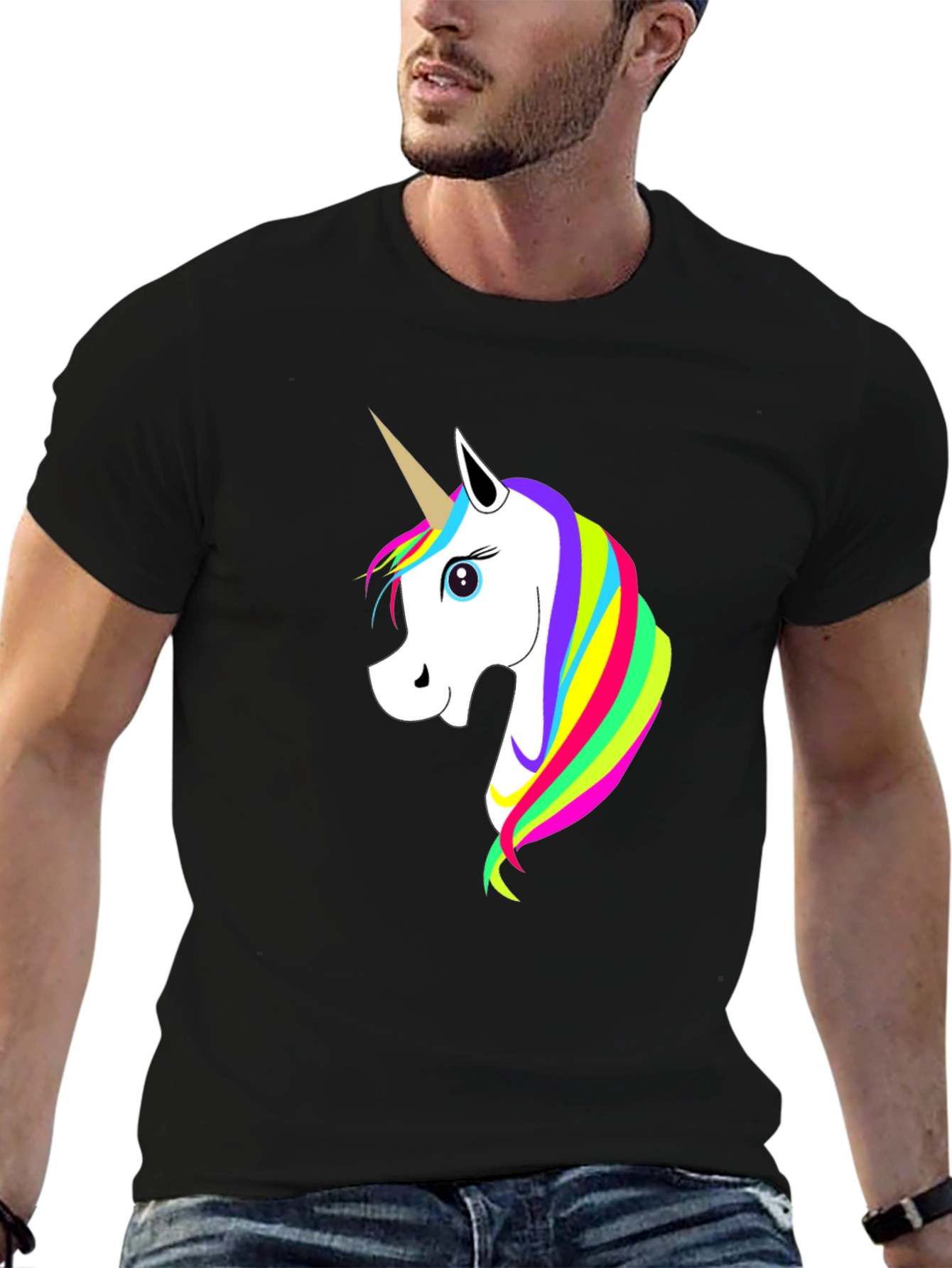 Unicorn Graphic Tee - Black Cotton Shirt