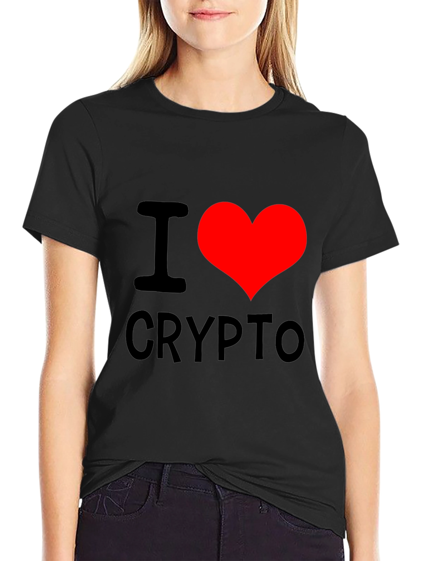 I Heart Crypto Black T-Shirt - Cryptocurrency Lover Tee