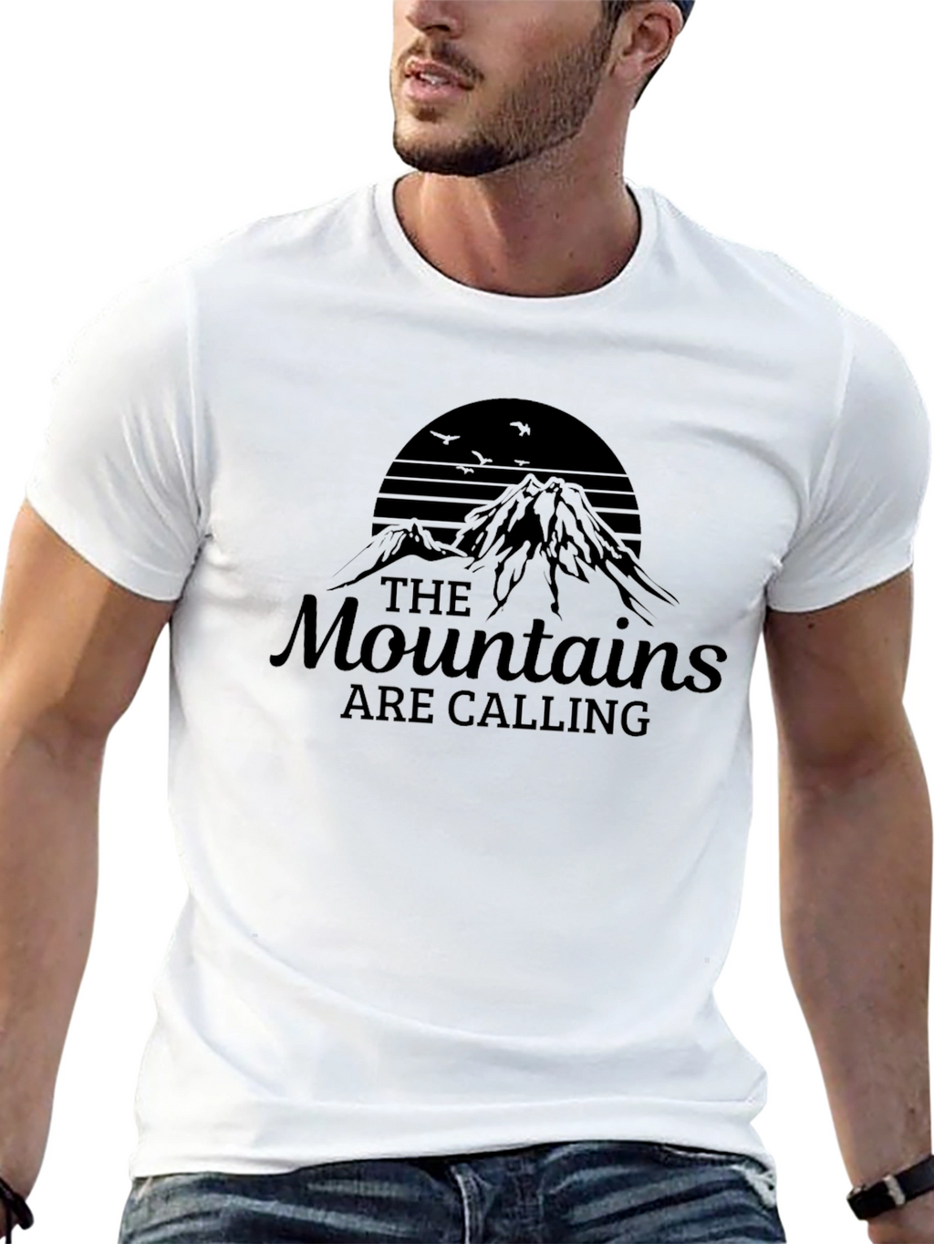 Mountains Are Calling Black Graphic Tee