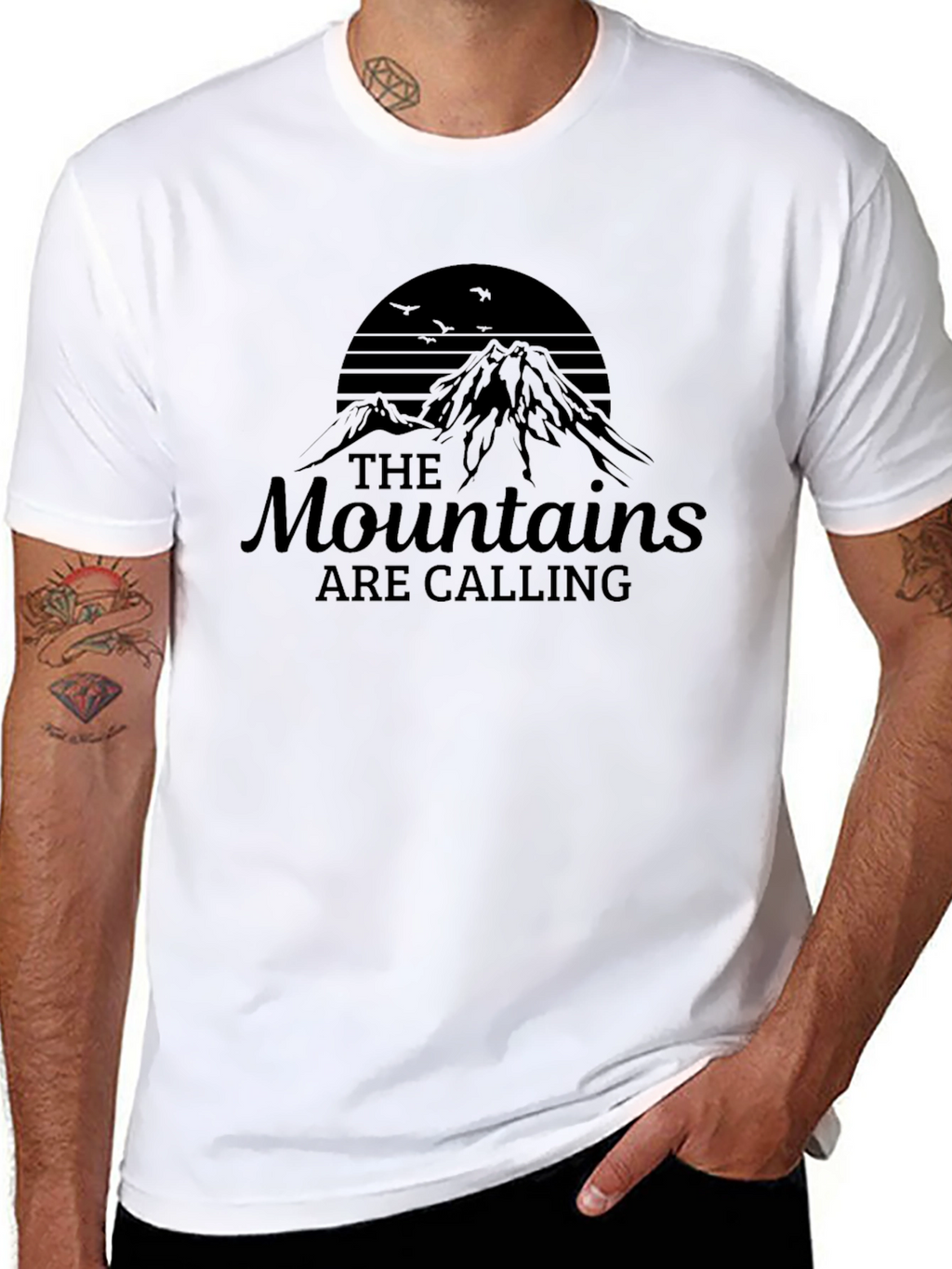 Mountains Are Calling Black Graphic Tee