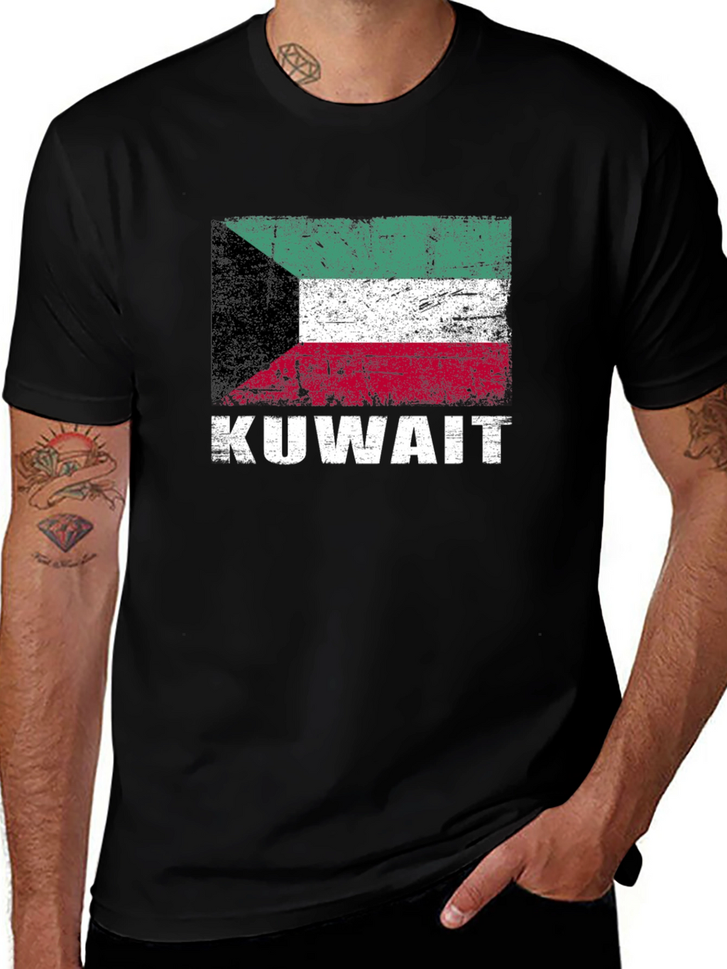 Kuwait Flag T-Shirt - Distressed Look