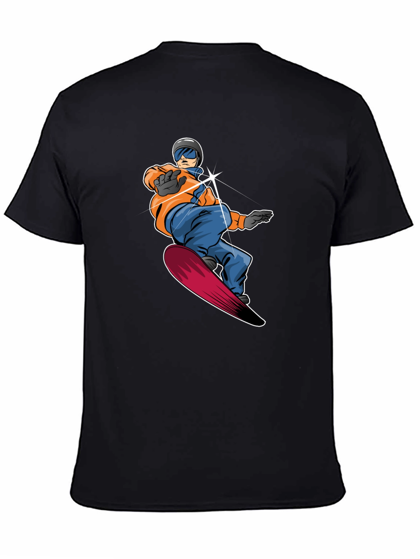 Cool Snowboarder Graphic Tee - Black Cotton