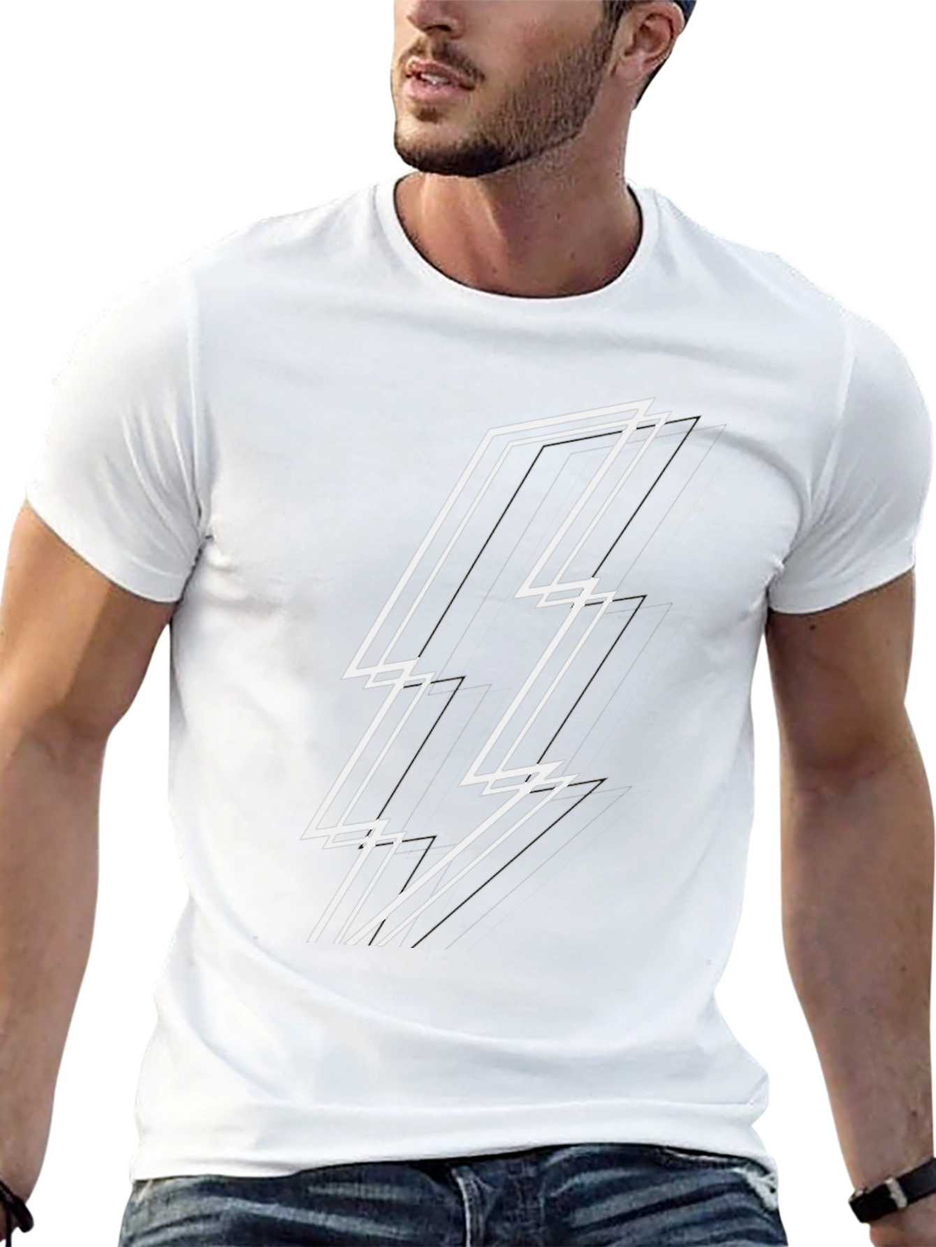 Lightning Bolt Graphic Tee - Stylish Black T-Shirt