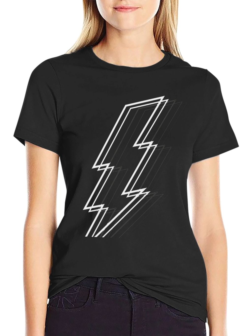 Lightning Bolt Graphic Tee - Stylish Black T-Shirt