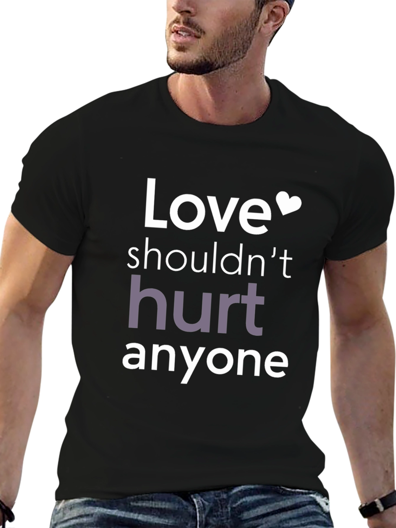 Love Shouldnt Hurt Black Graphic T-Shirt