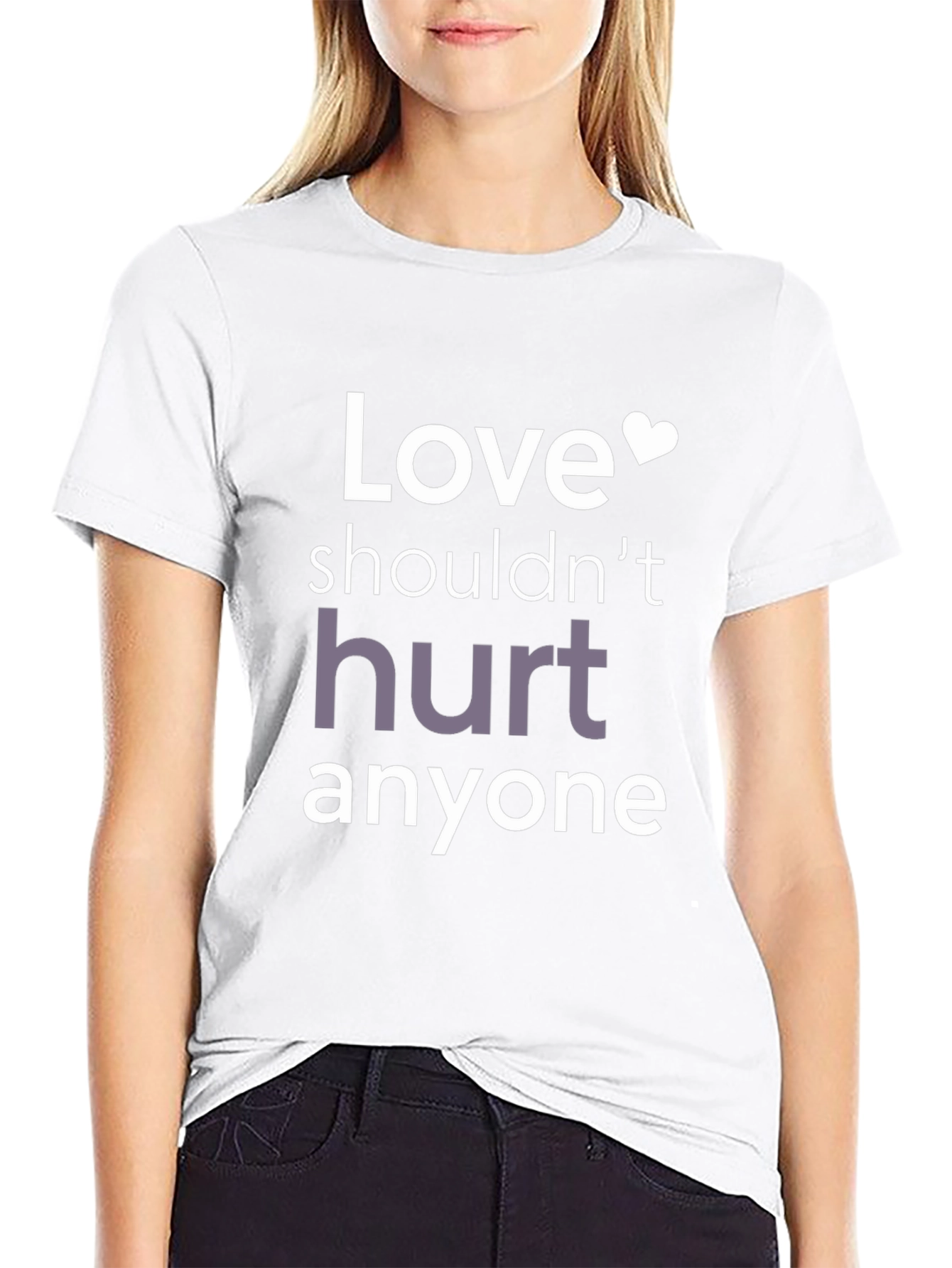 Love Shouldnt Hurt Black Graphic T-Shirt