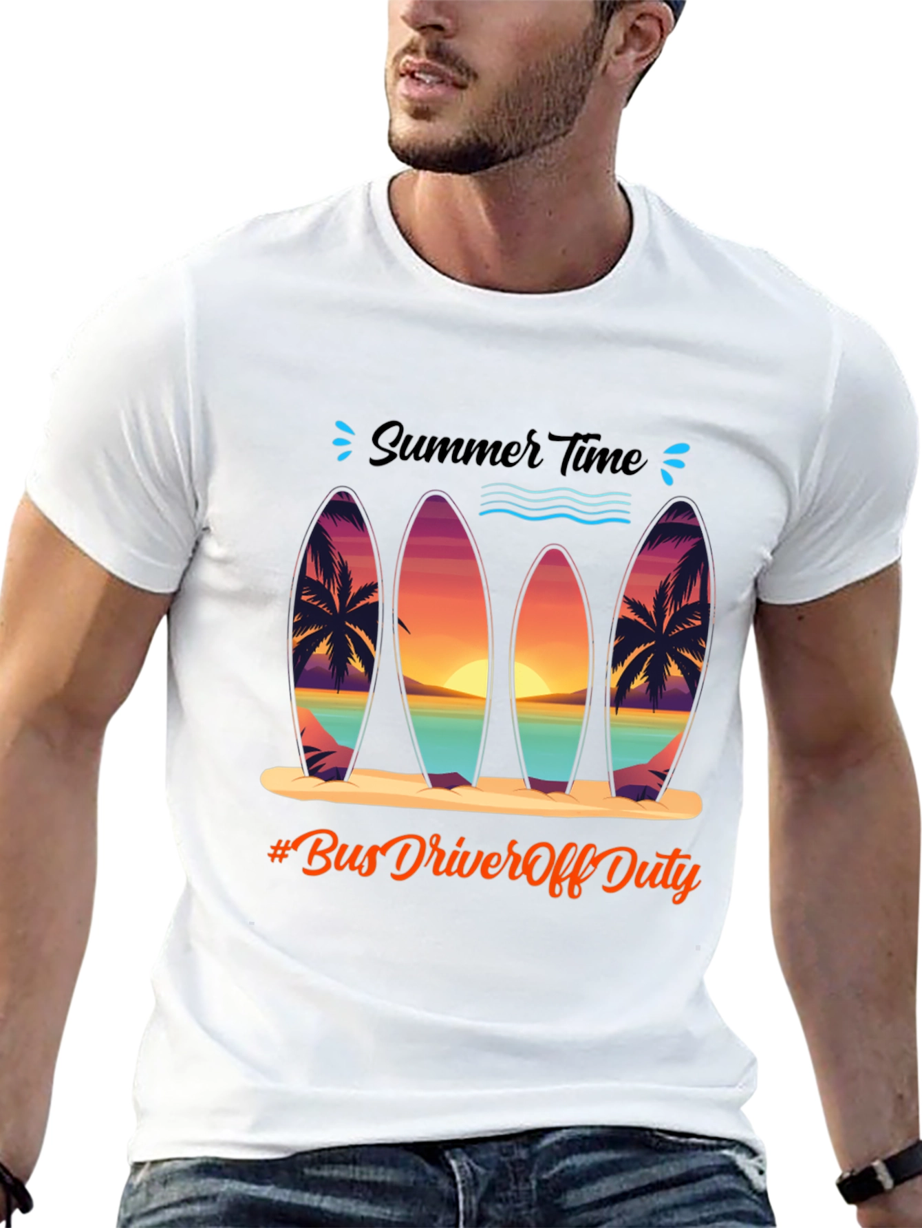 Summer Time Surfboard Graphic Tee