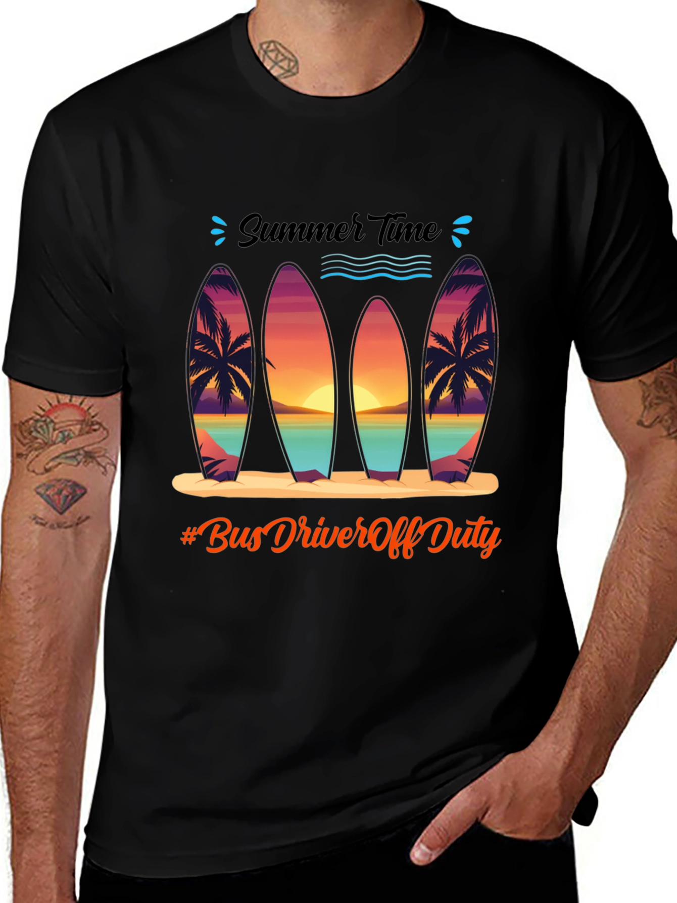 Summer Time Surfboard Graphic Tee