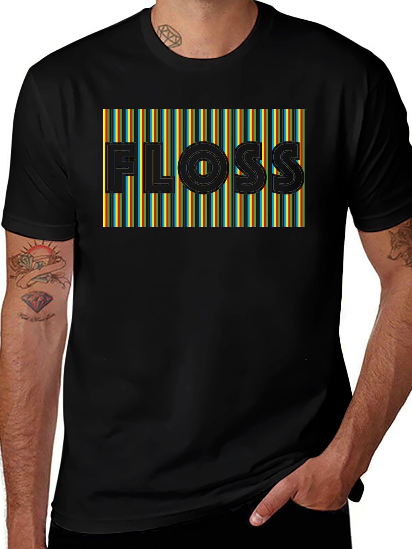 Retro FLOSS Graphic T-Shirt - Comfortable Black Tee
