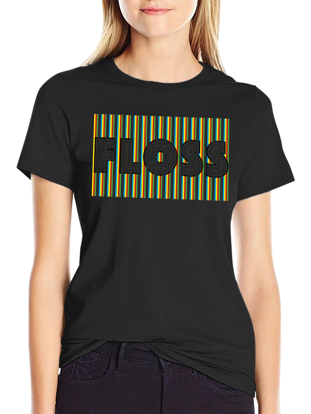 Retro FLOSS Graphic T-Shirt - Comfortable Black Tee