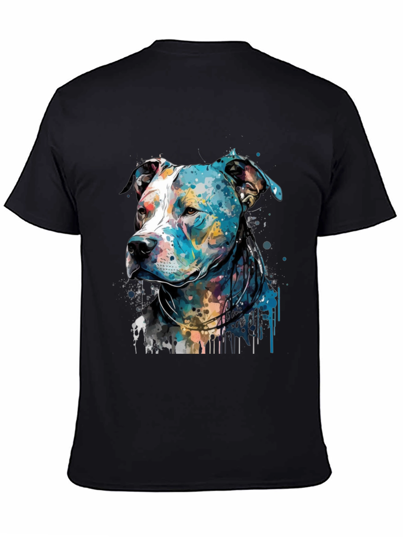 Colorful Dog Art Print Tee - Pitbull
