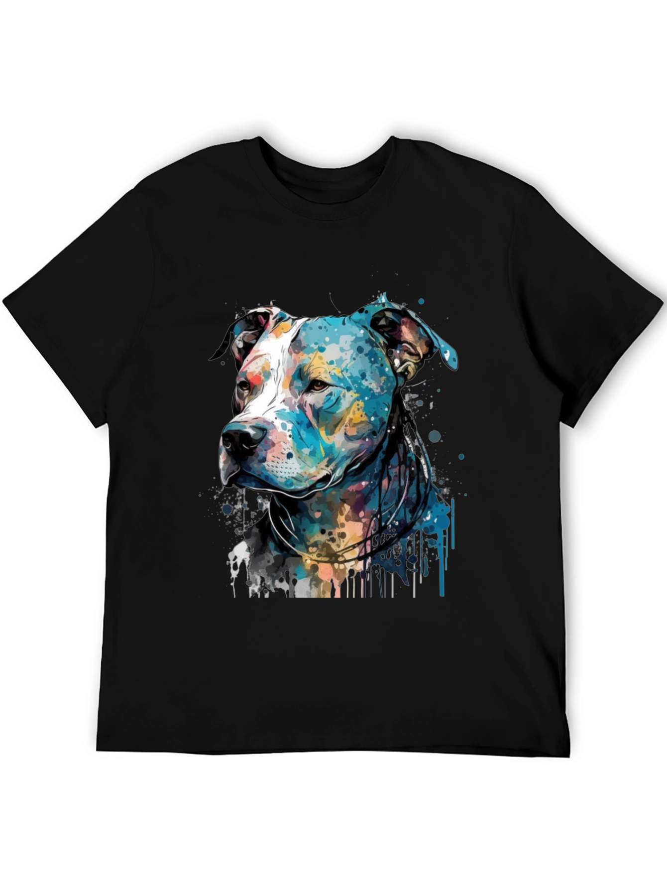 Colorful Dog Art Print Tee - Pitbull