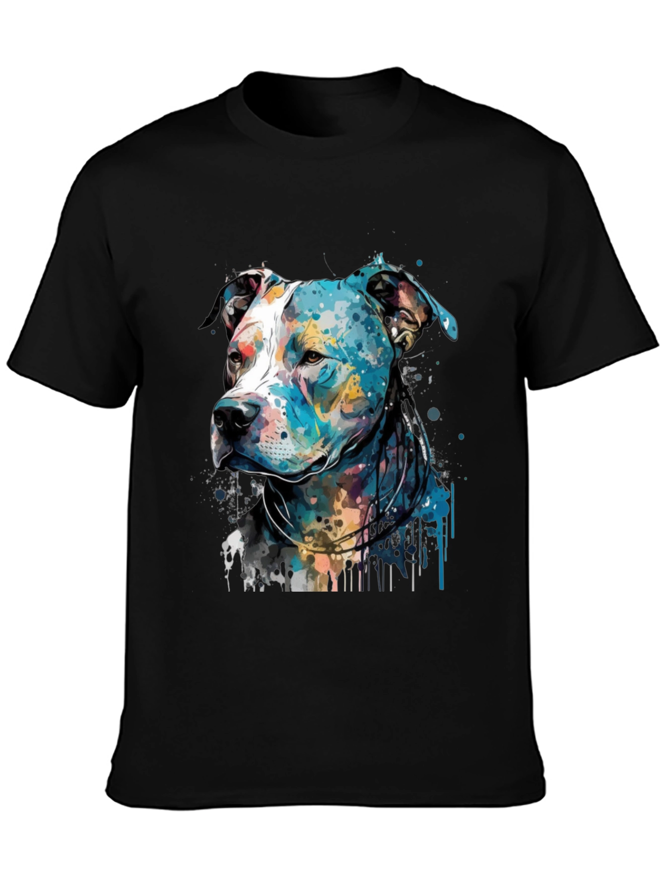 Colorful Dog Art Print Tee - Pitbull