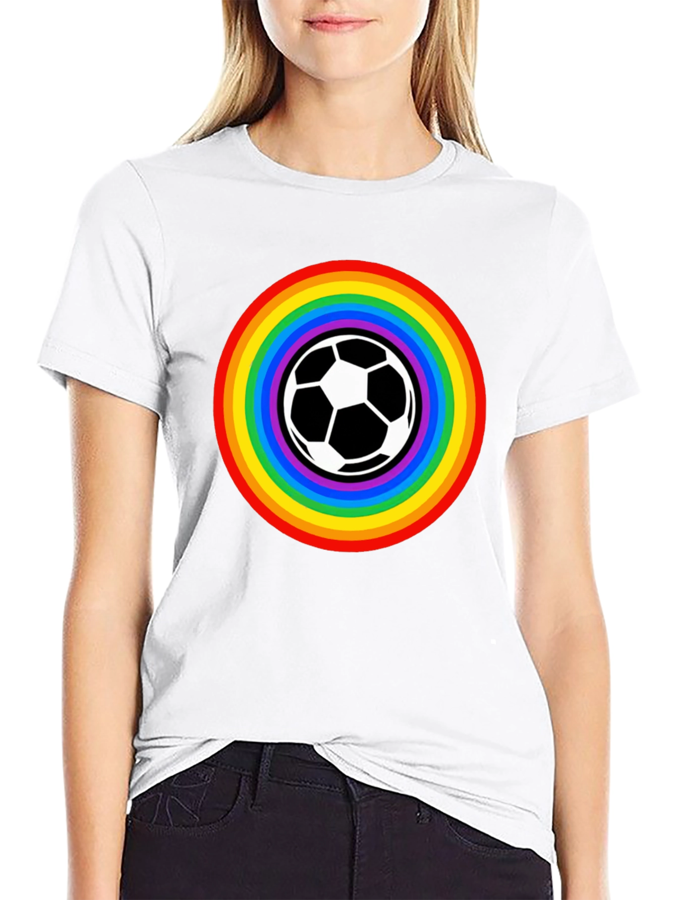 Rainbow Soccer Ball Graphic Tee - Unisex