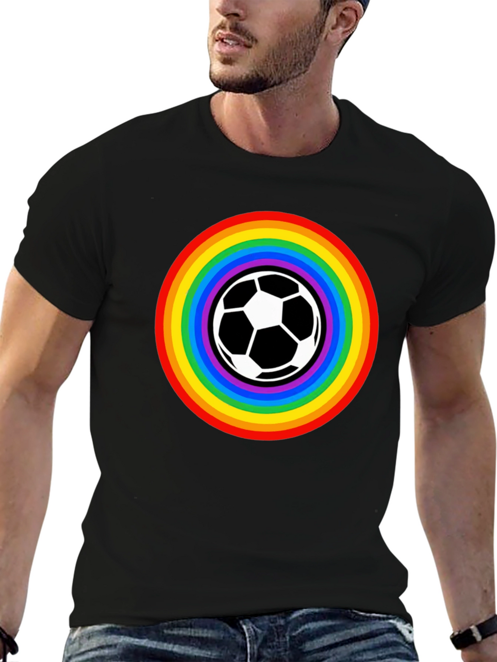 Rainbow Soccer Ball Graphic Tee - Unisex