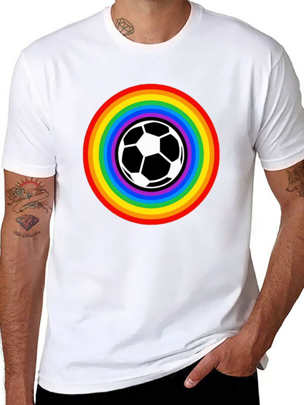 Rainbow Soccer Ball Graphic Tee - Unisex