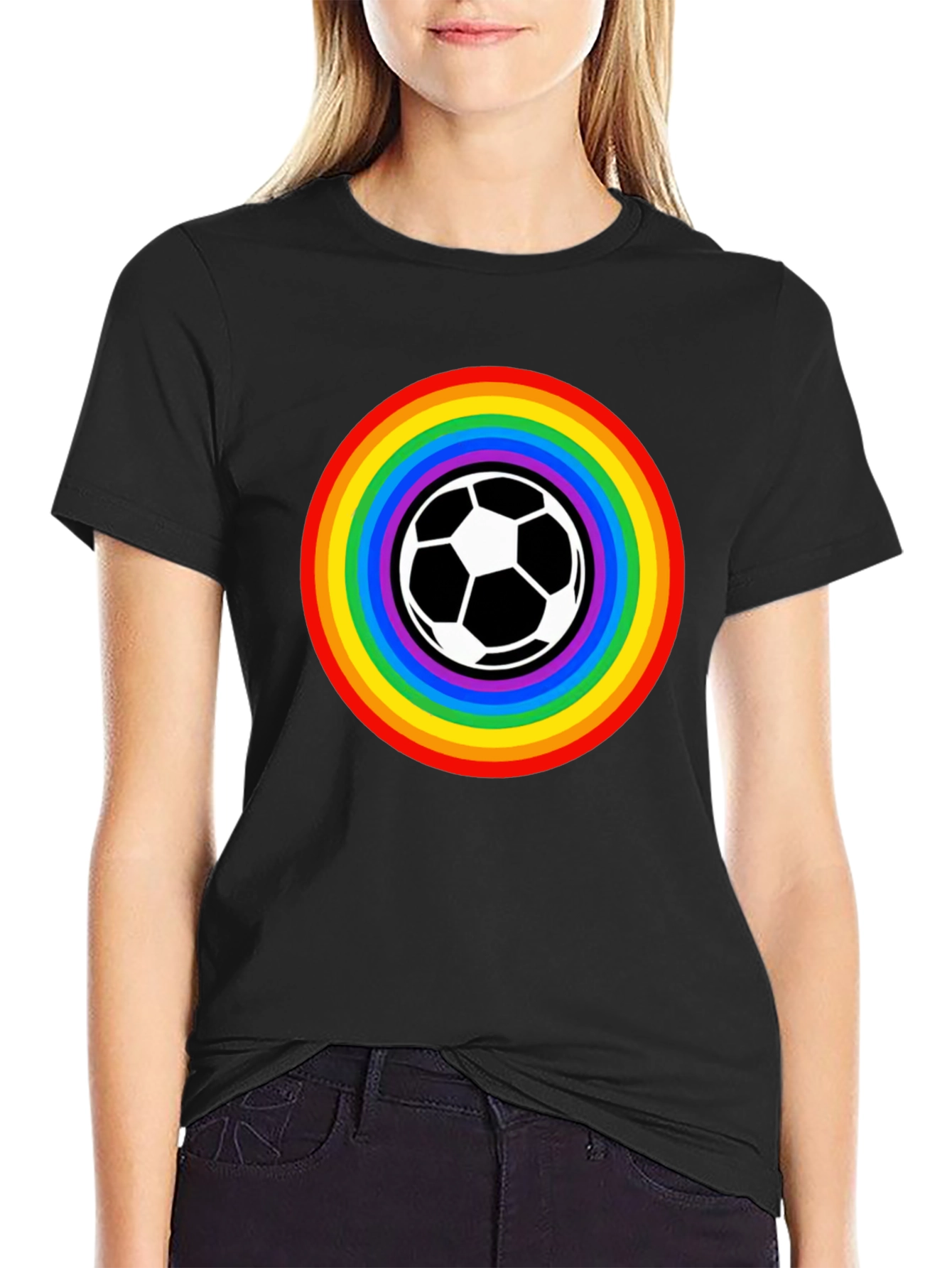 Rainbow Soccer Ball Graphic Tee - Unisex