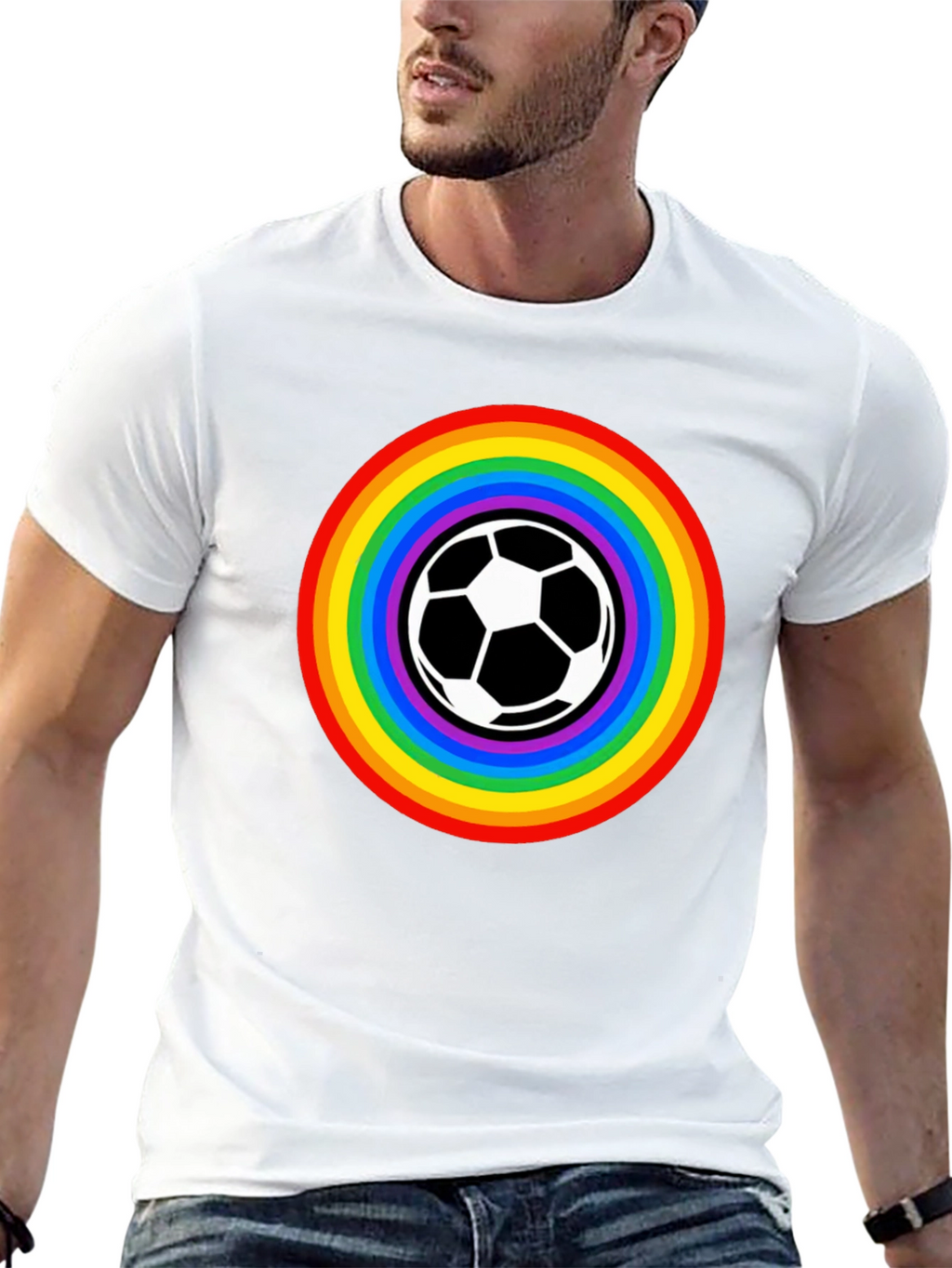 Rainbow Soccer Ball Graphic Tee - Unisex